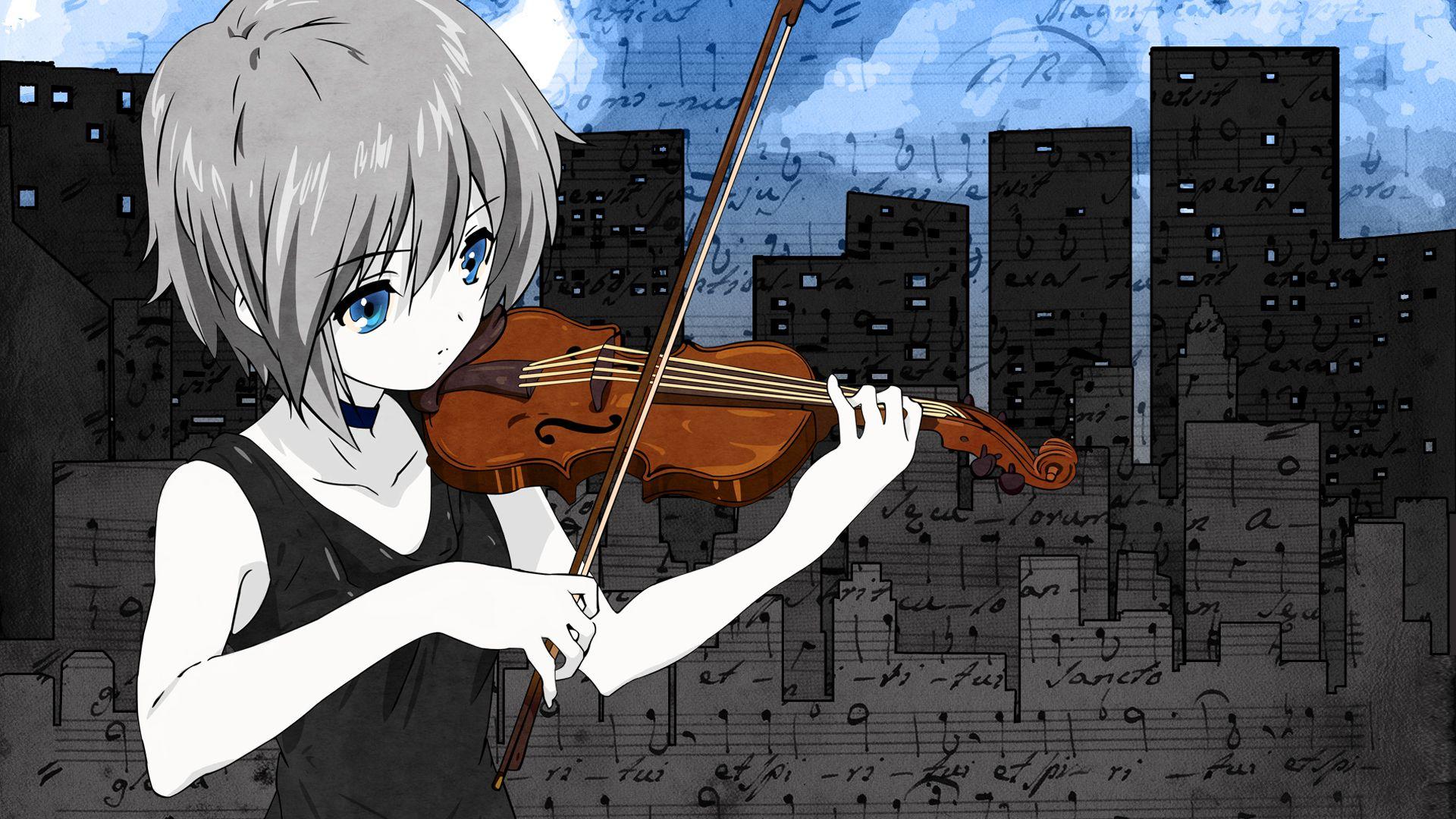 1920x1080 Wallpaper Blue Eyes The Violin Anime