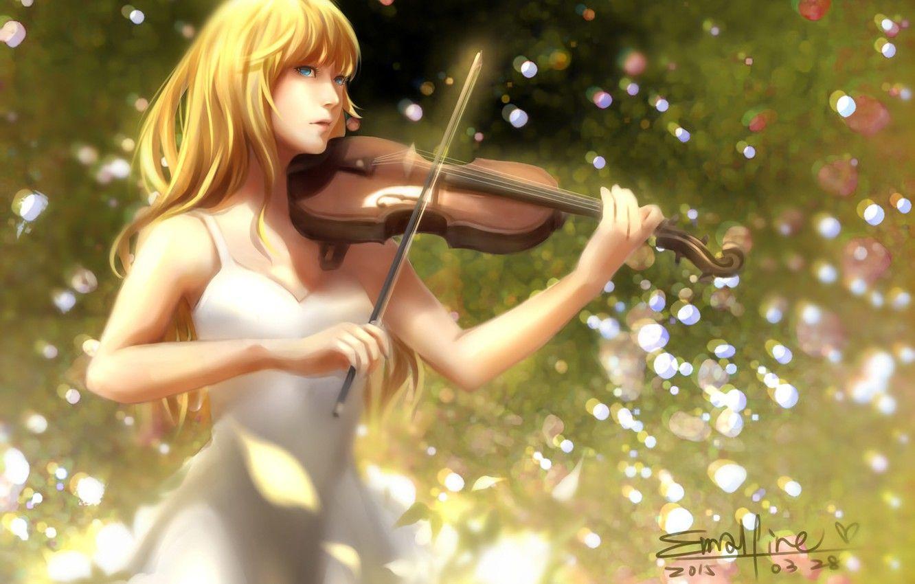 1332x850 Wallpaper girl, violin, anime, art, Shigatsu wa Kimi no Uso, Your April lie image for desktop, section прочее