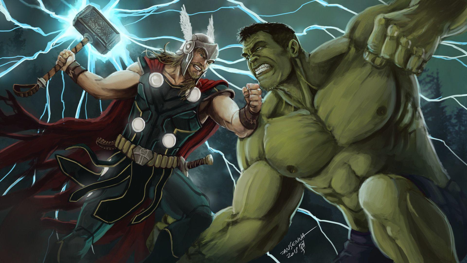 hulk vs thor drawings