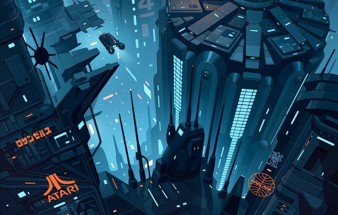 1332x850 Wallpaper Auto, The city, Machine, Fantasy, Art, Art, Fiction, Sci