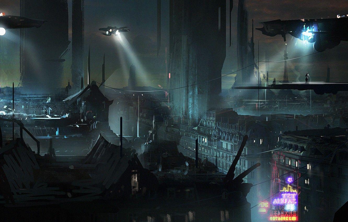 1332x850 Wallpaper night, city, the city, fiction, Paris, art, future