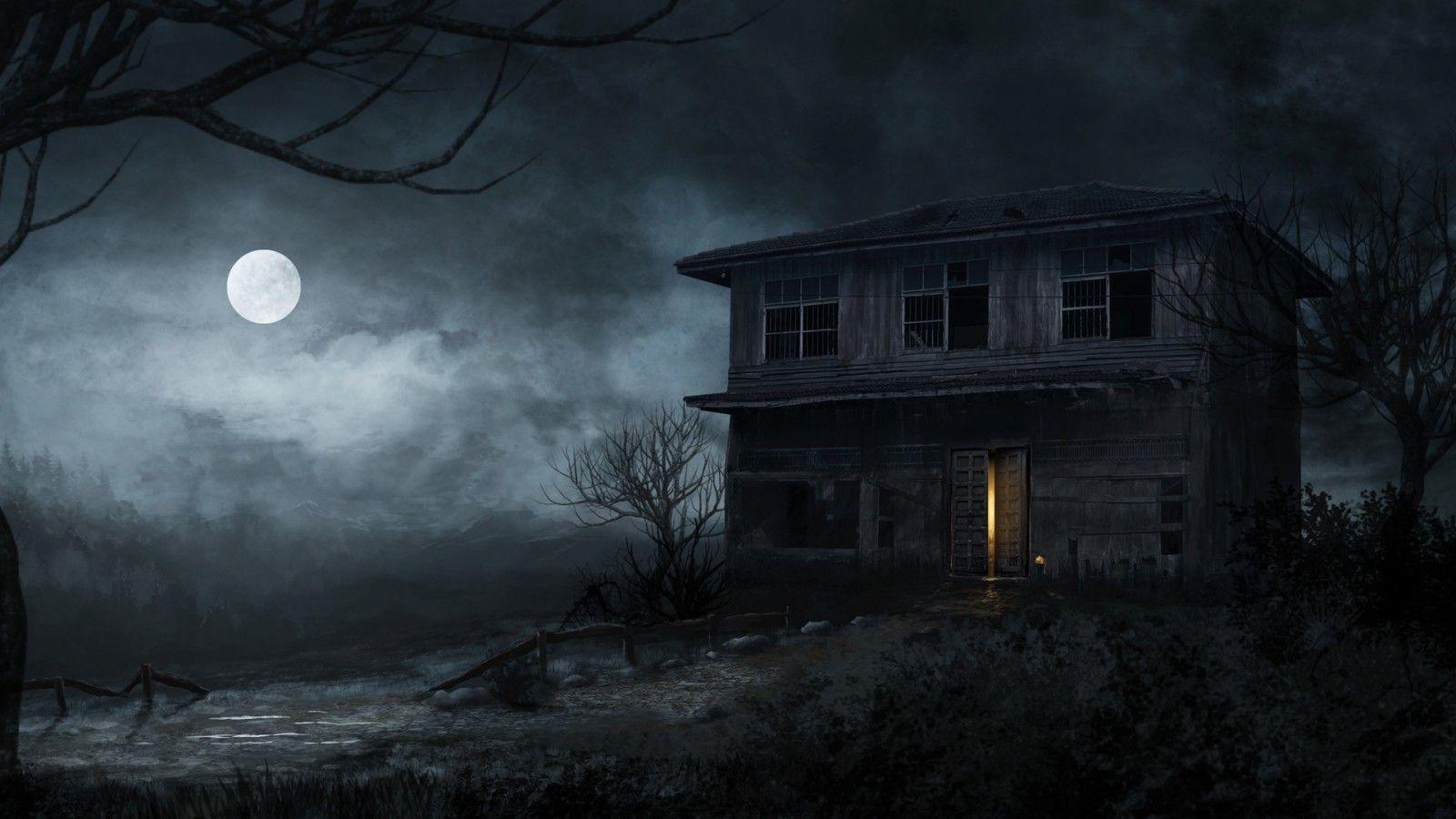 1600x900 Download 1600x900 Abandoned House, Haunted, Moonlight, Night