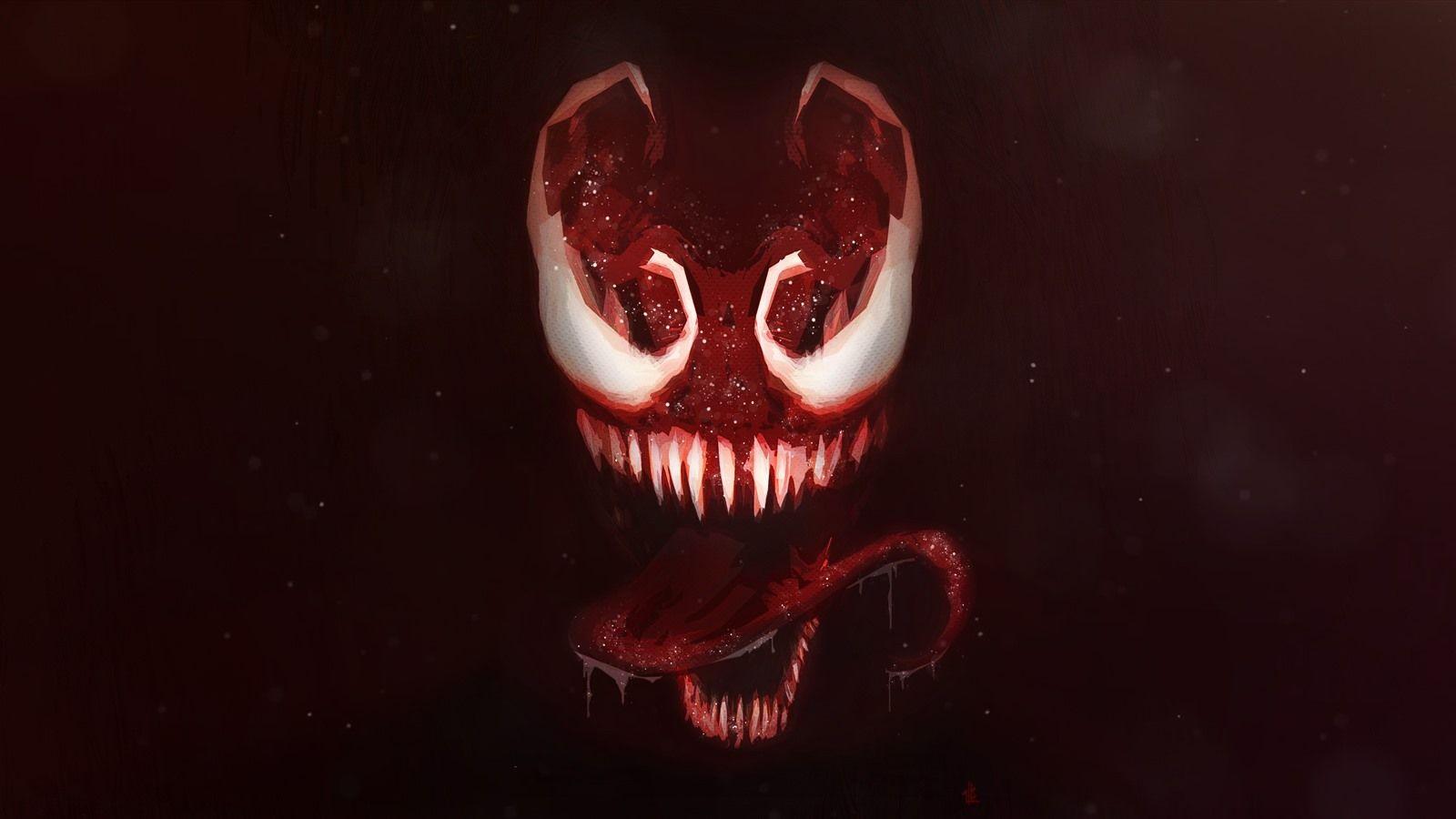 1600x900 Wallpaper Venom, teeth, horror, art picture 5120x2880 UHD 5K