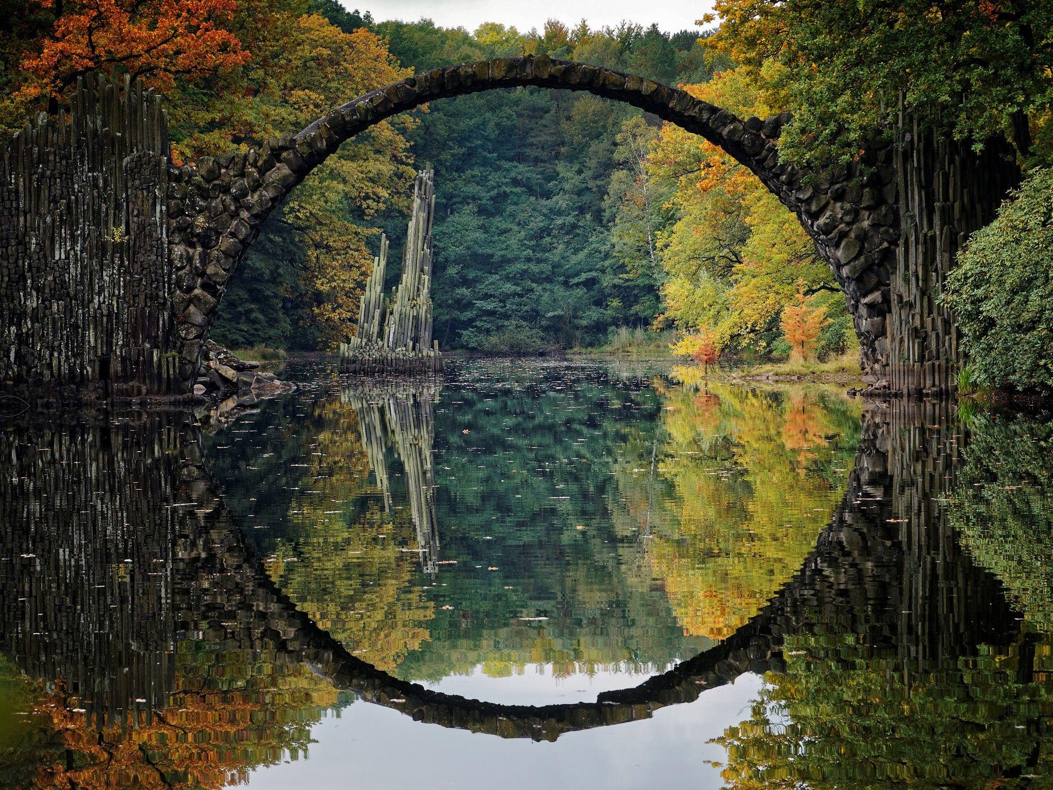 2048x1536 bridge, River, Reflection, Fall, Landscape, Colorful, Germany