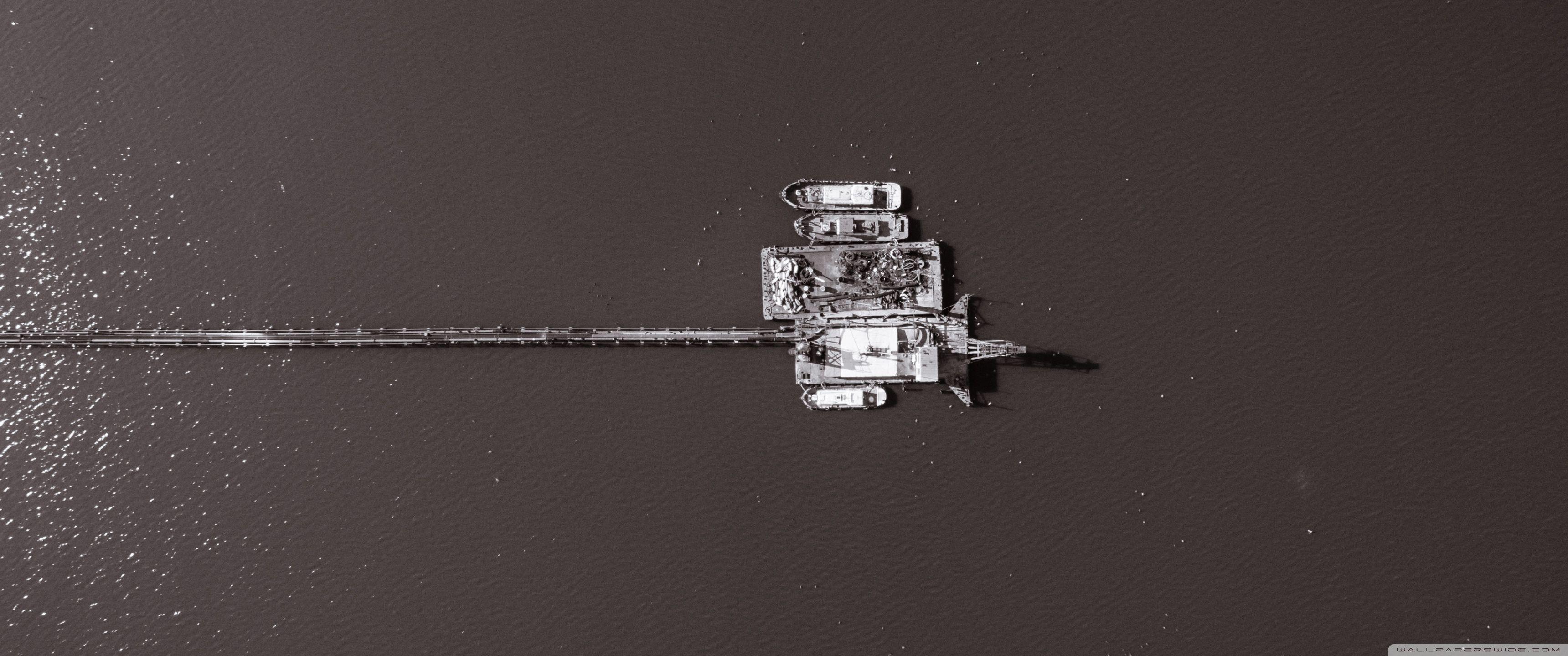 3440x1440 Download Drone Photography Black and White UltraHD Wallpaper