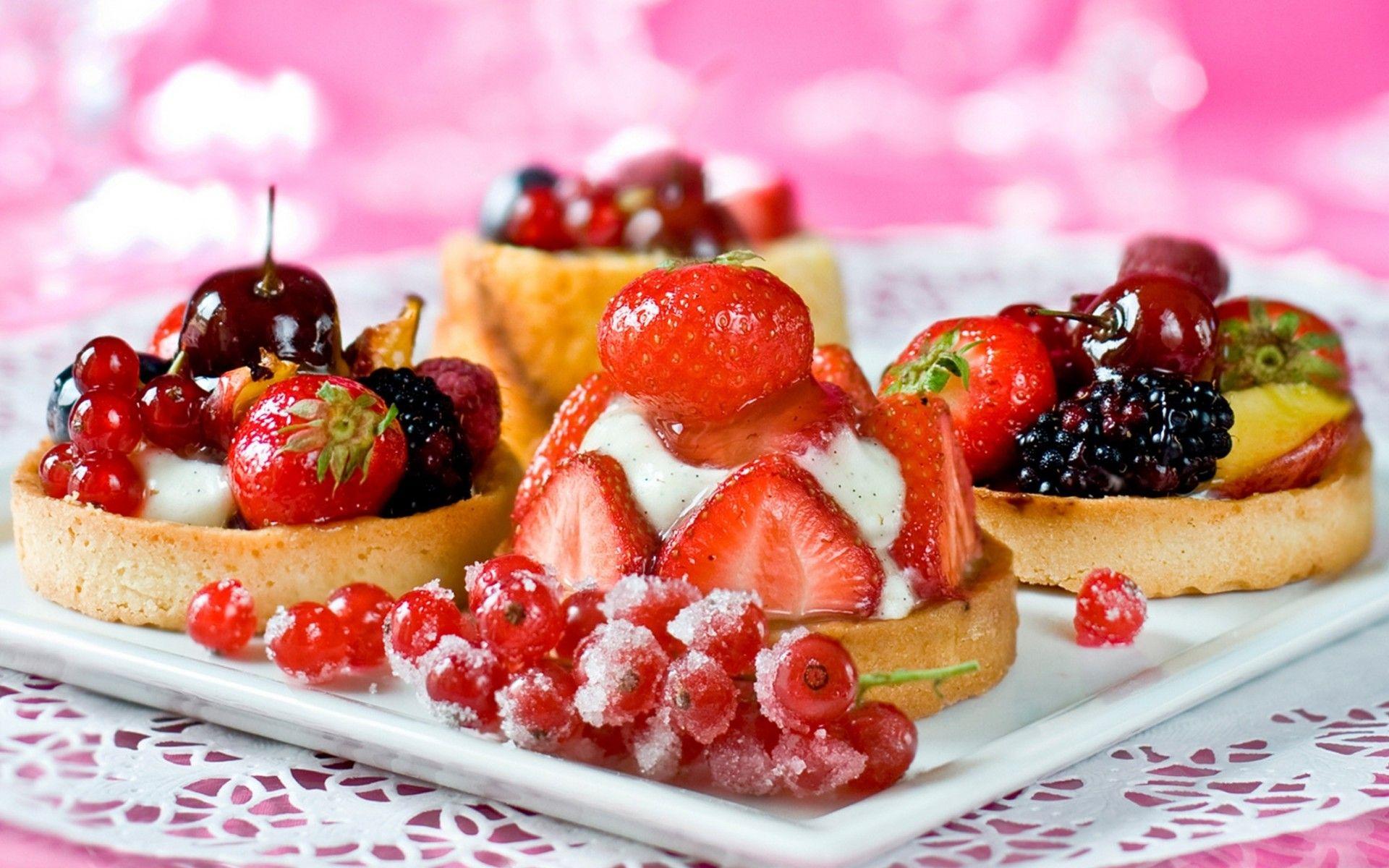 1920x1200 Sweets dessert pastry fruit strawberry cherry berry wallpaper