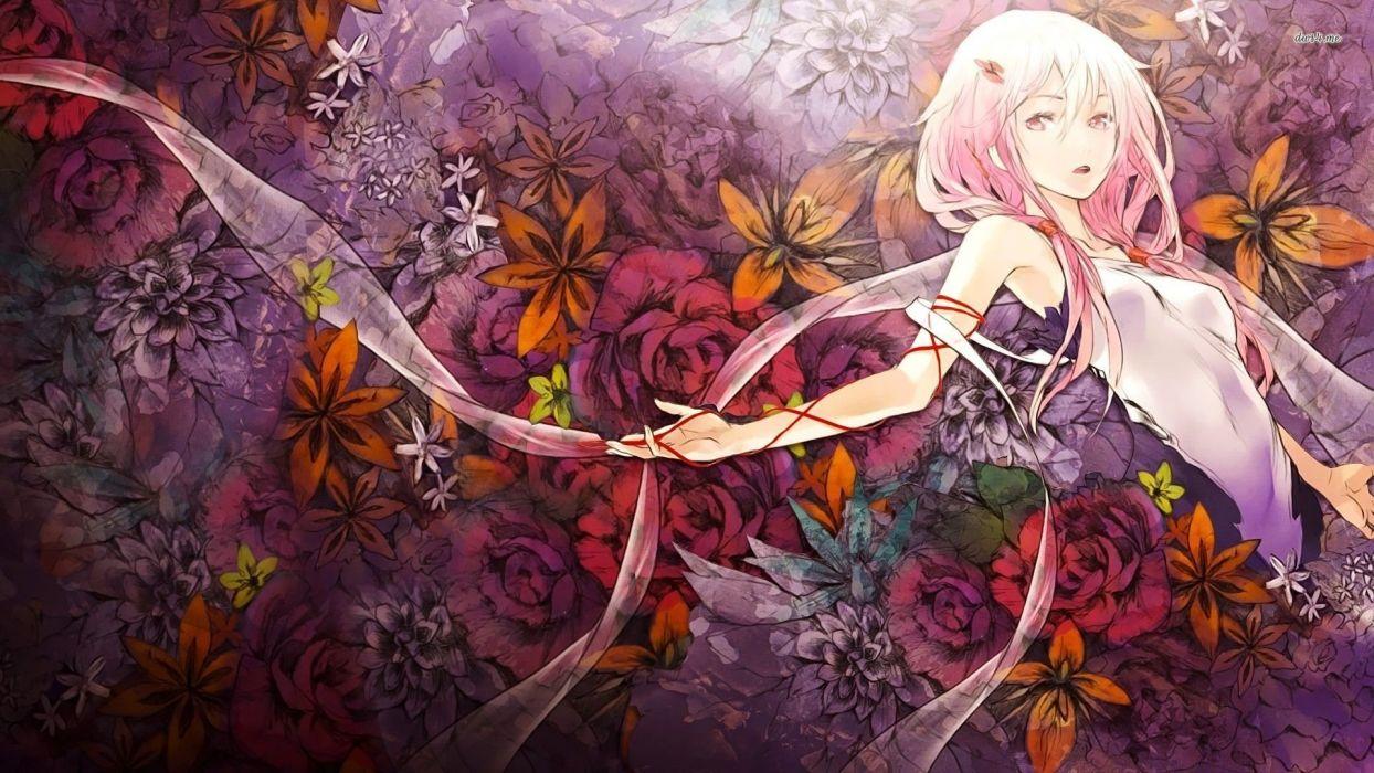 1244x700 Guilty Crown Inori Yuzuriha With Flower Background wallpaper