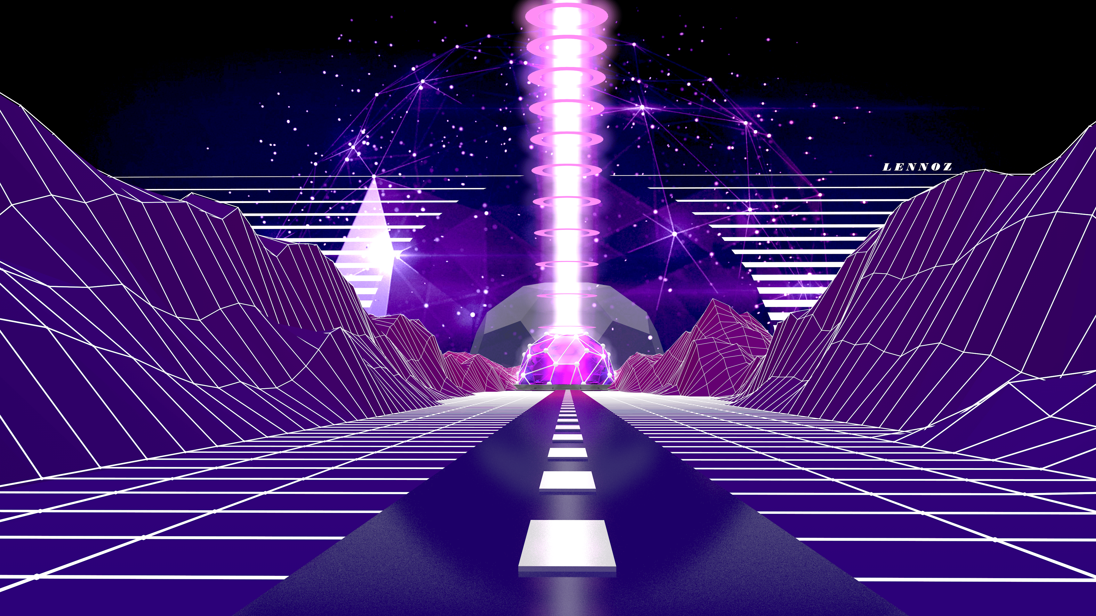 3840x2160 4K Wallpaper: Low Poly Mountains. Aesthetic wallpaper, Vaporwave