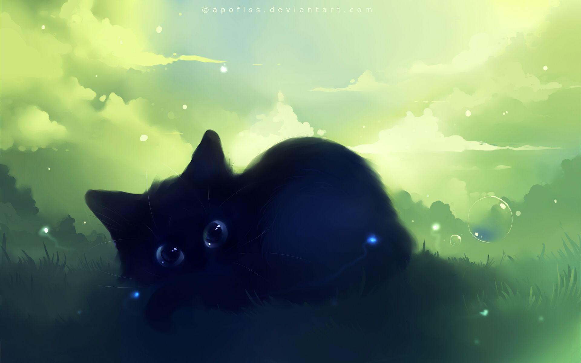 1920x1200 Wallpaper Cat Green Eyes Art, Download Wallpaper