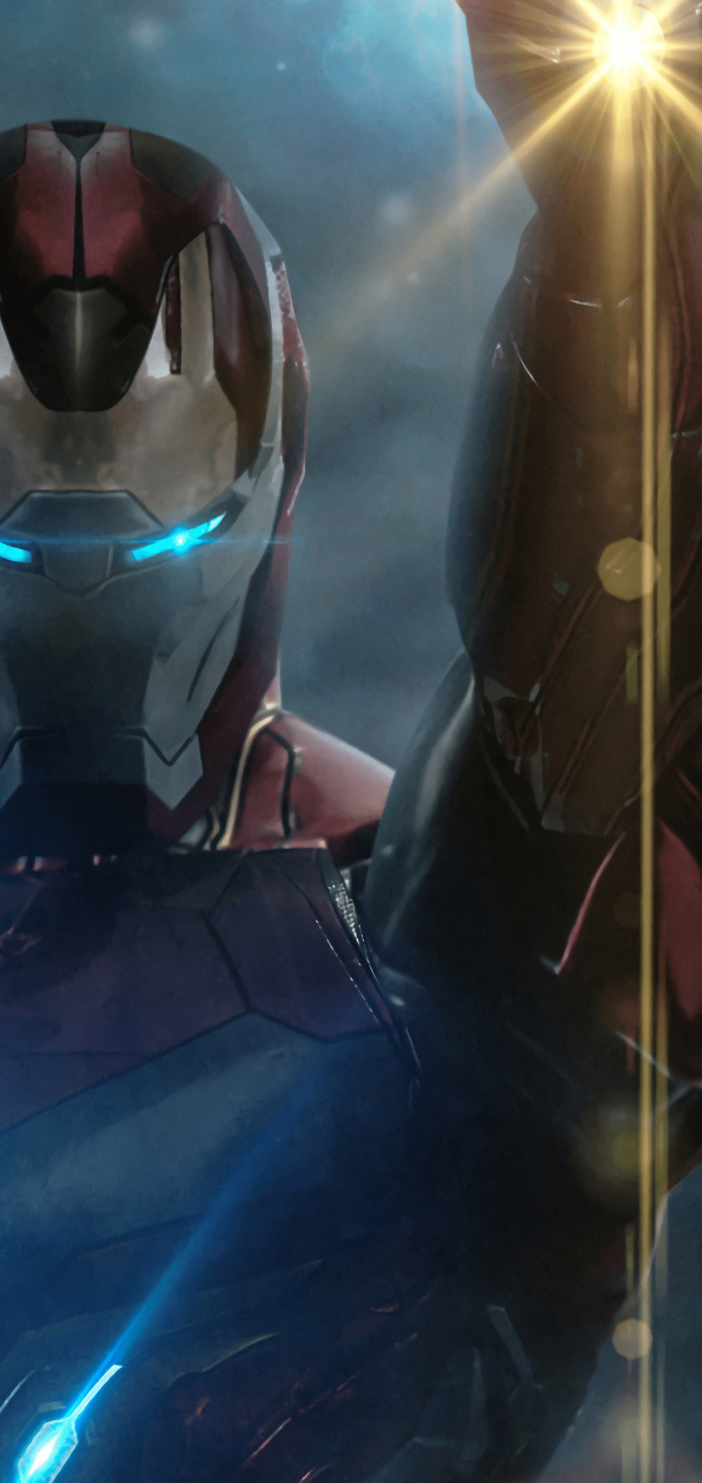 1440x3040 Iron Man Charges The Repulsor Galaxy S10 Hole Punch Wallpaper