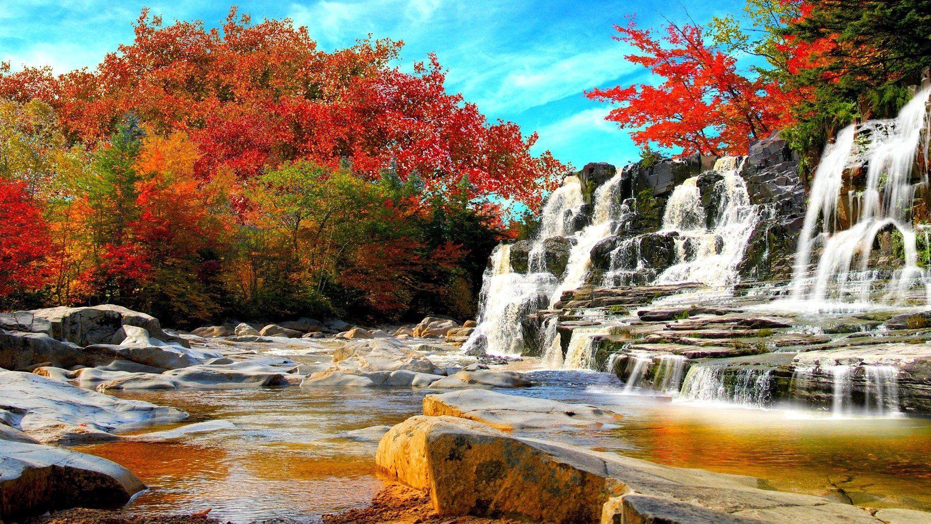 autumn waterfall wallpaper