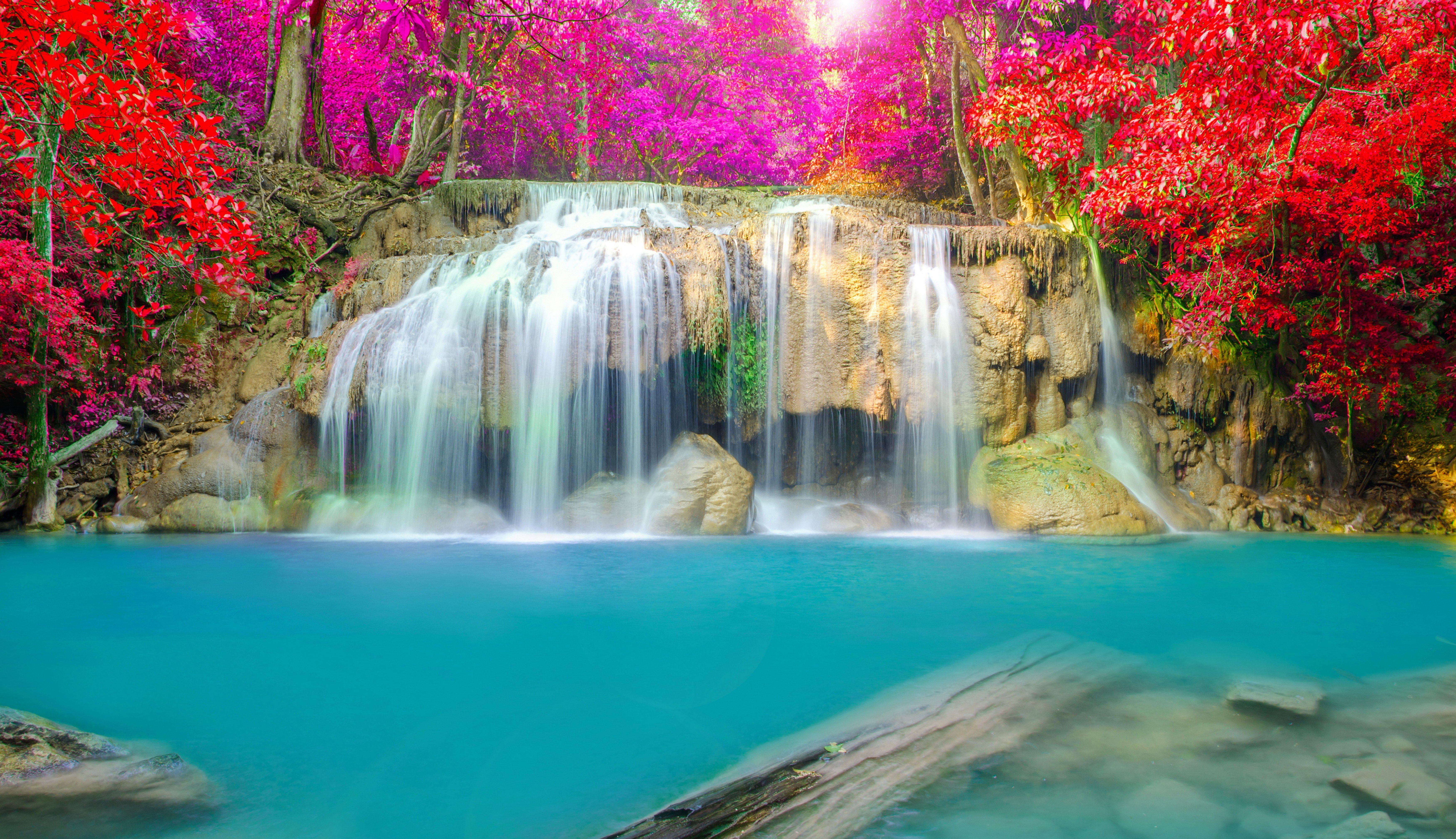 7000x4036 thailand, Parks, Waterfalls, Erawan, Waterfall, National, Park