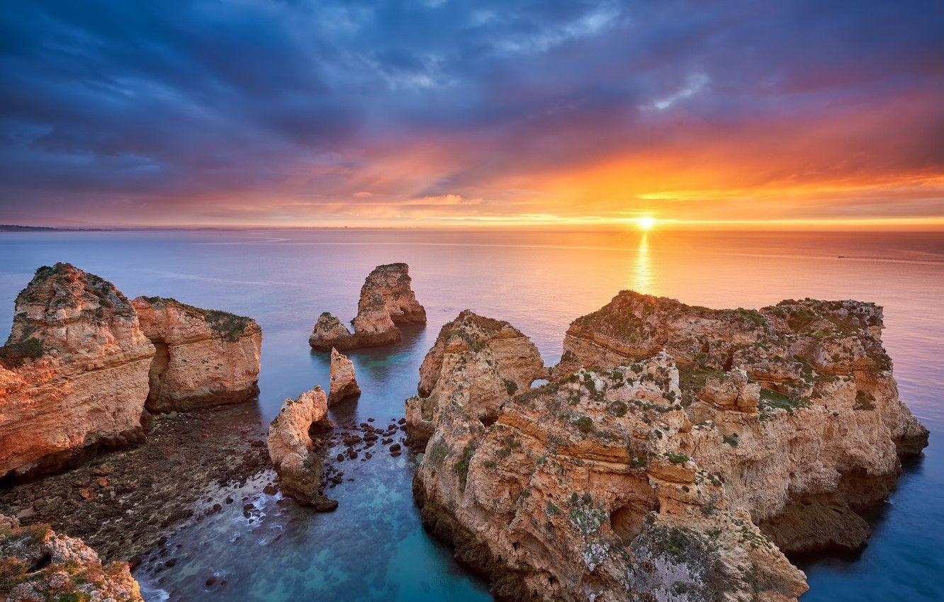 1332x850 Wallpaper sea, dawn, coast, morning, Portugal, Portugal, Algarve