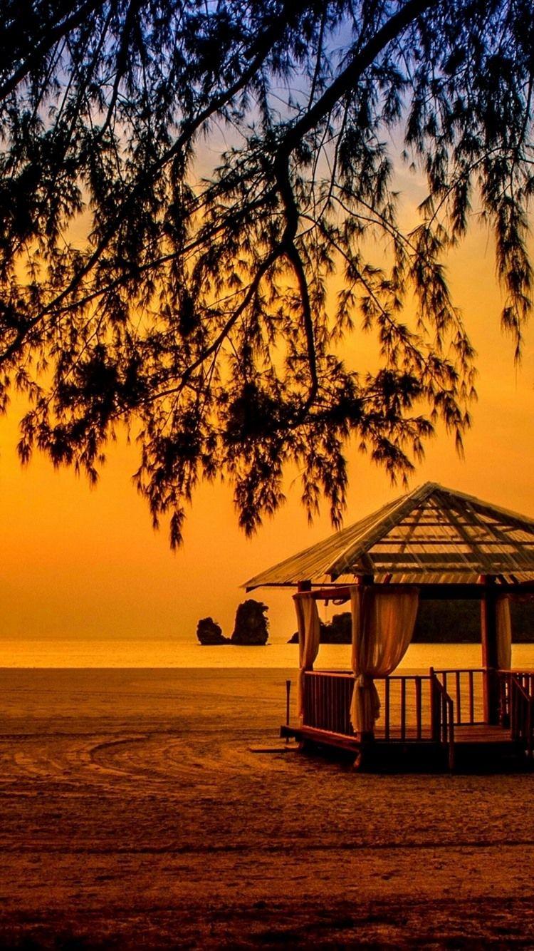 750x1334 Malaysia, Andaman Sea, Langkawi, sea, tree, sunset, silhouette