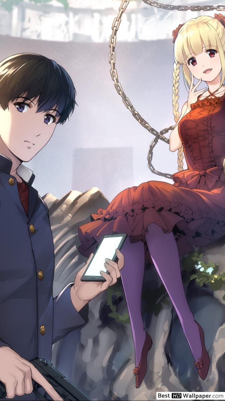 750x1334 Darwin's Game Karino & Kaname Sudou HD wallpaper download