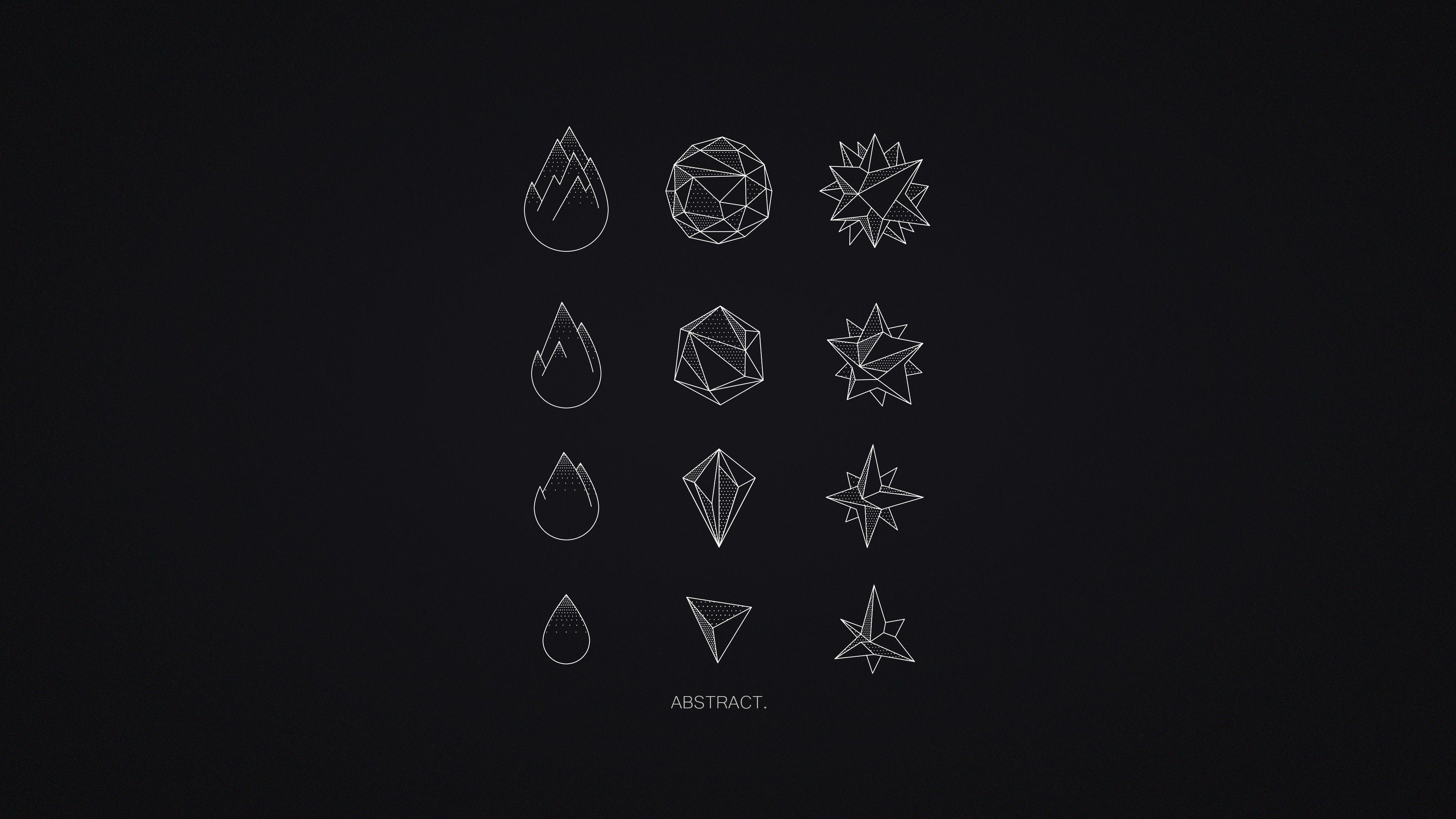 3840x2160 #monochrome, #Tesseract (Band), #geometry, #simple