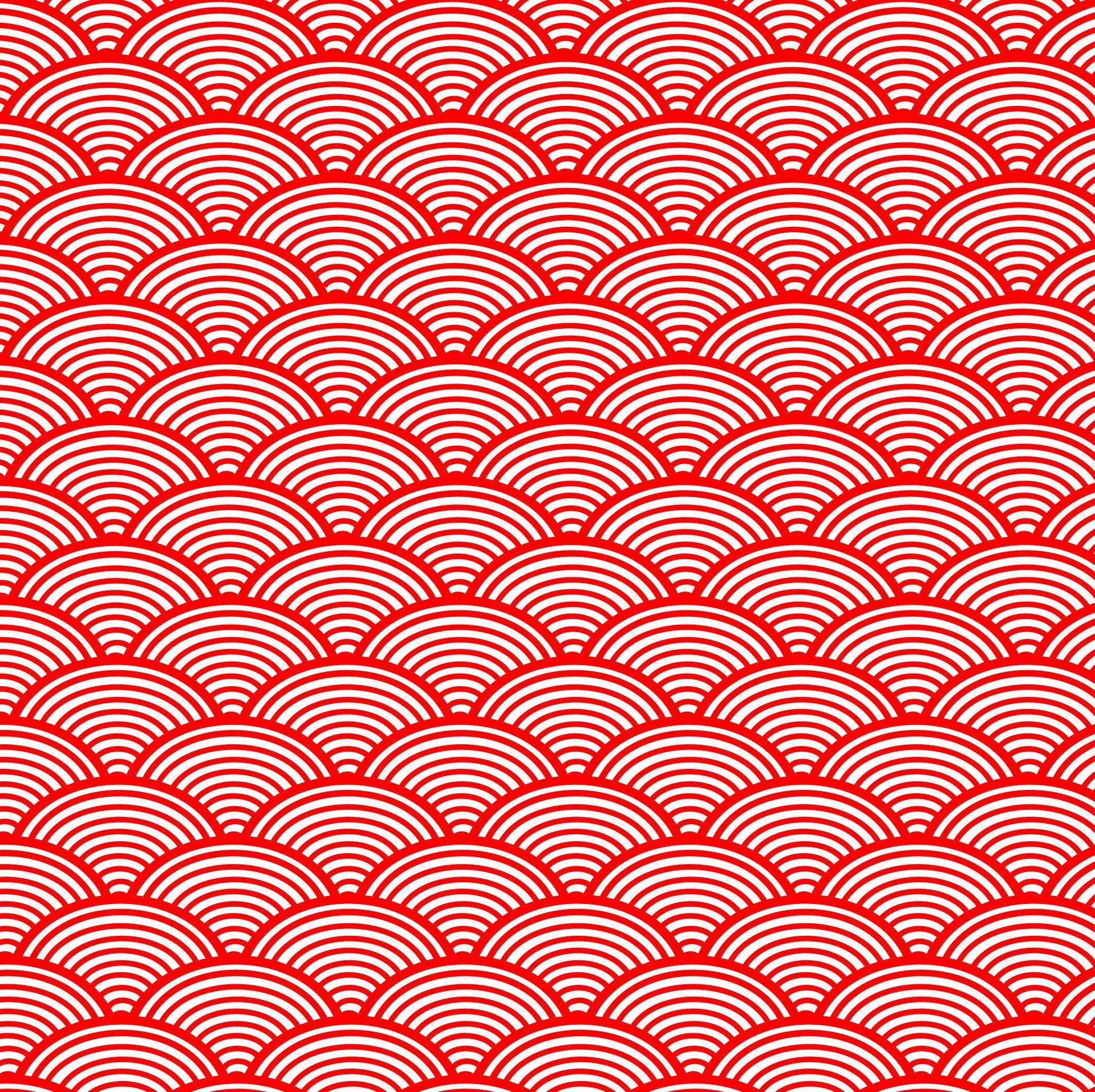 1920x1916 Japanese wave, wave, art, scallop, scalloped