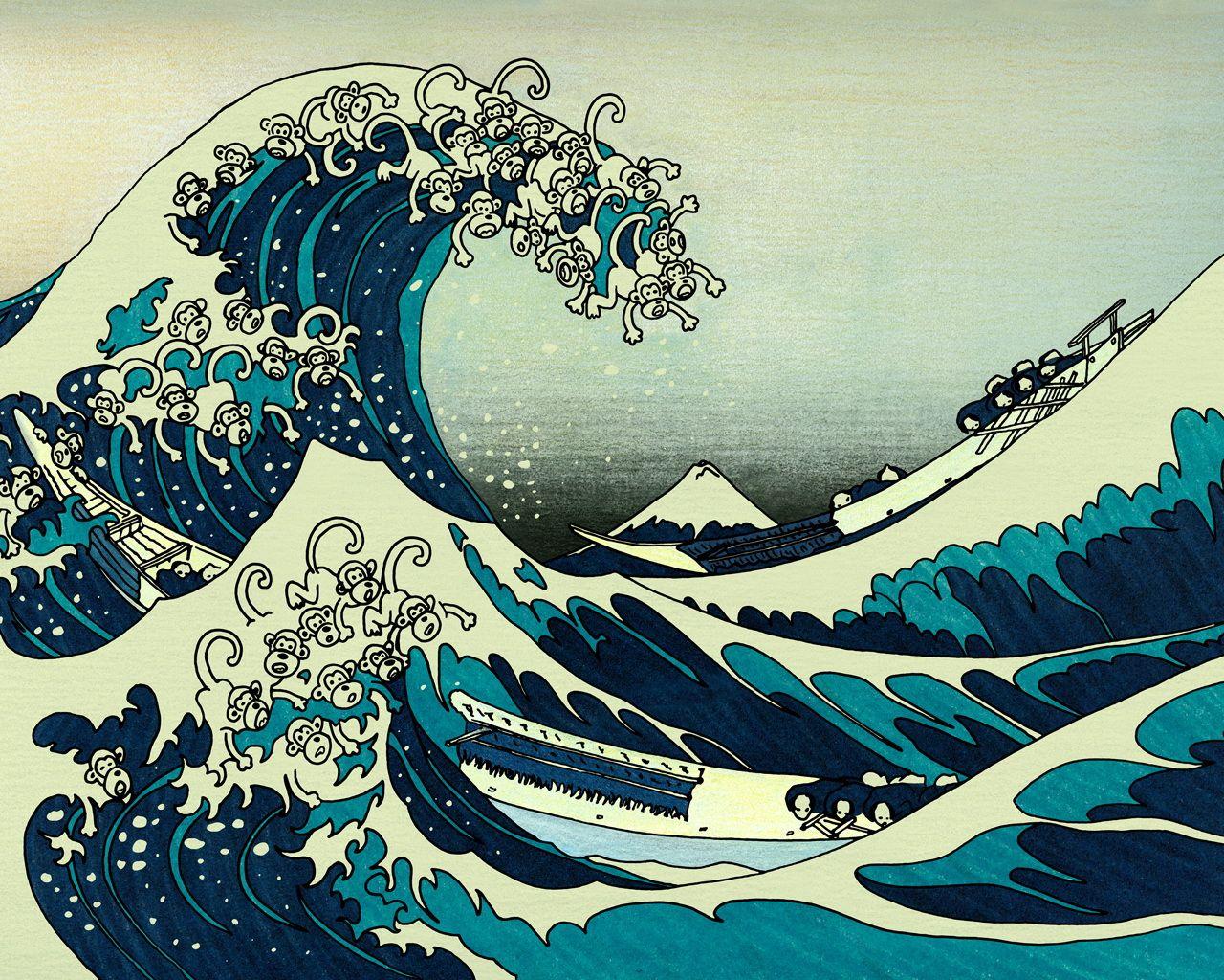 1280x1024 Great Wave Japanese Painting. Hot Girl HD Wallpaper