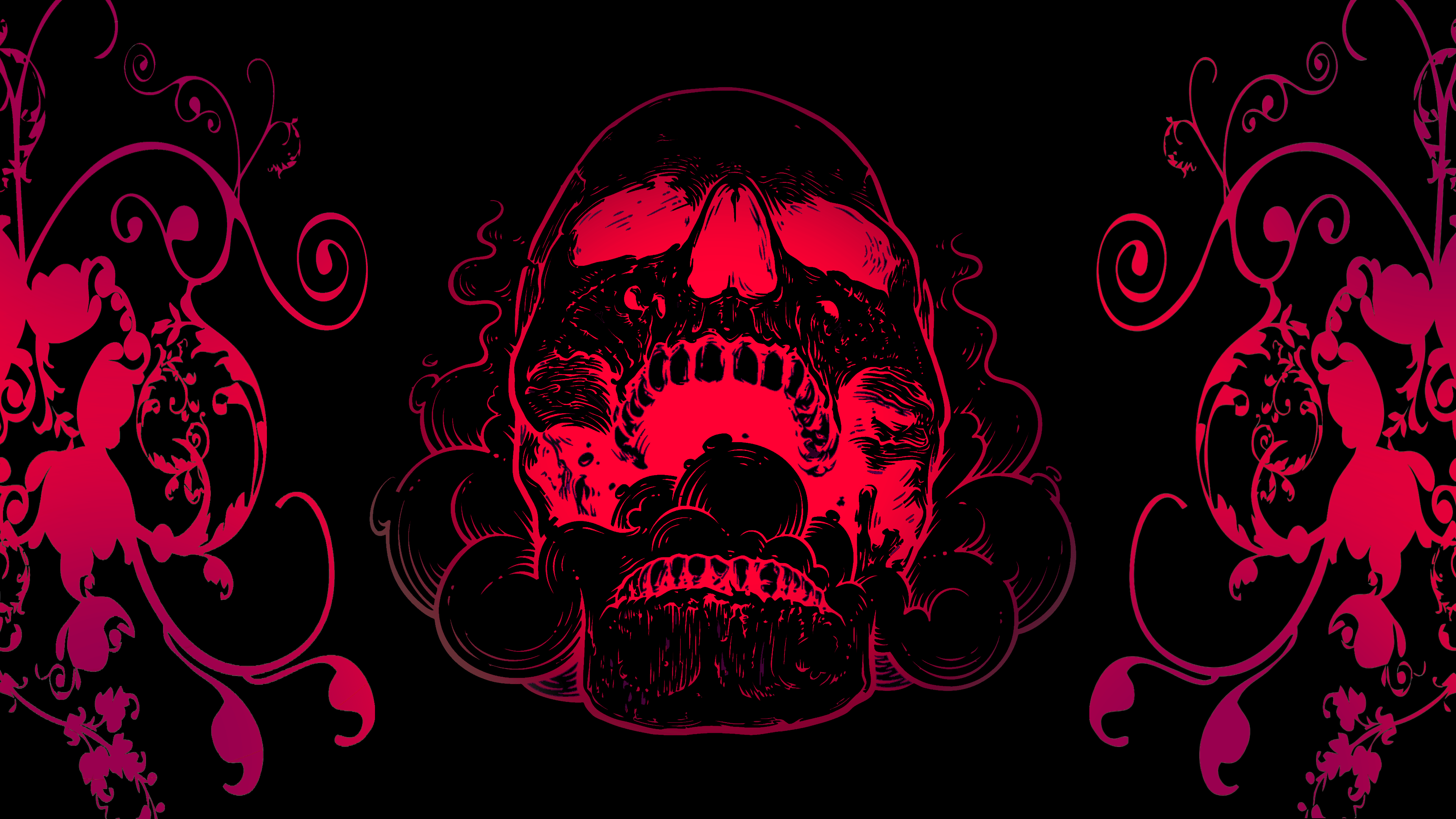 3840x2160 Black and Red Skull 4k Ultra HD Wallpaper. Background Image