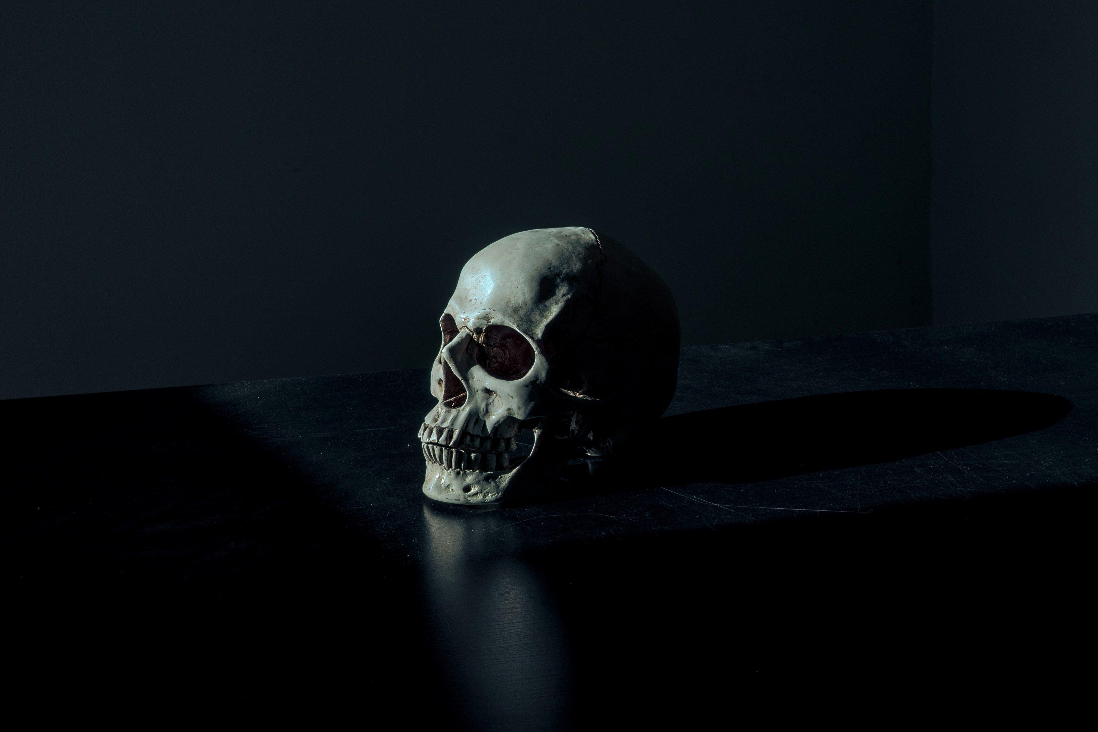 3840x2561 dark black skull and portrait HD 4k wallpaper and background