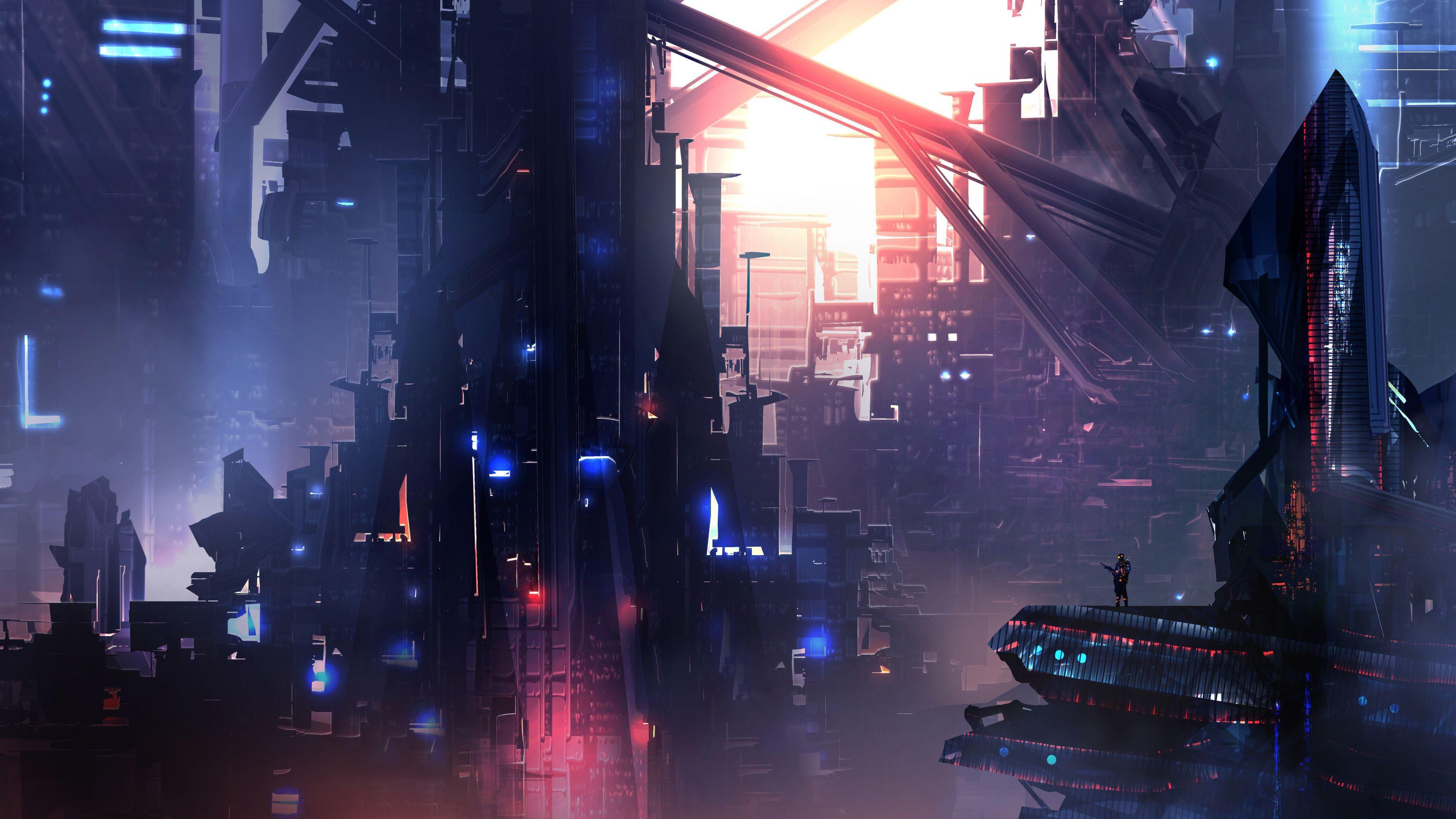 3840x2160 Anime Buildings 4k Ps4 Wallpaper