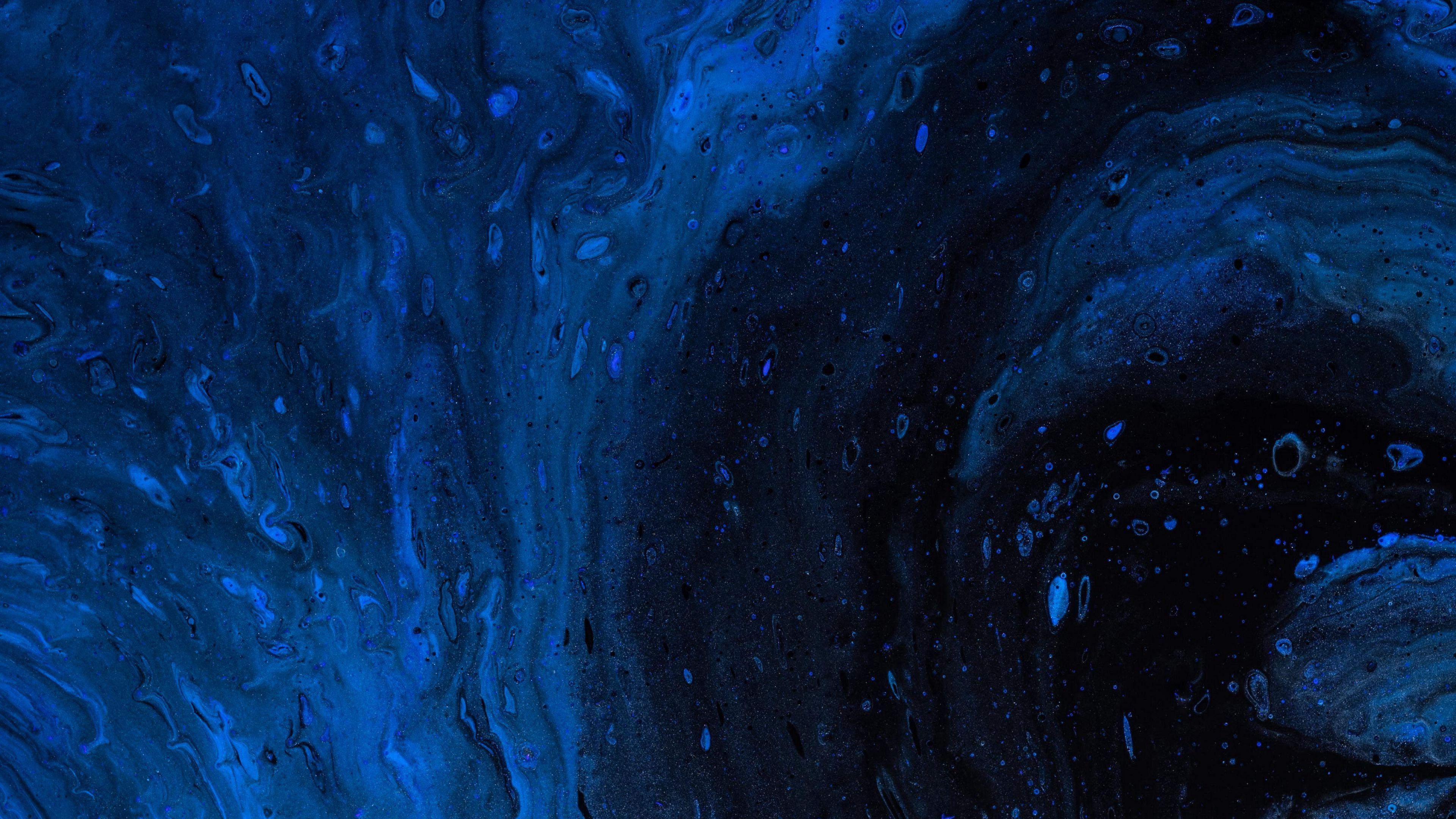 3840x2160 Download wallpaper 3840x2160 paint, stains, blue, mixing, liquid