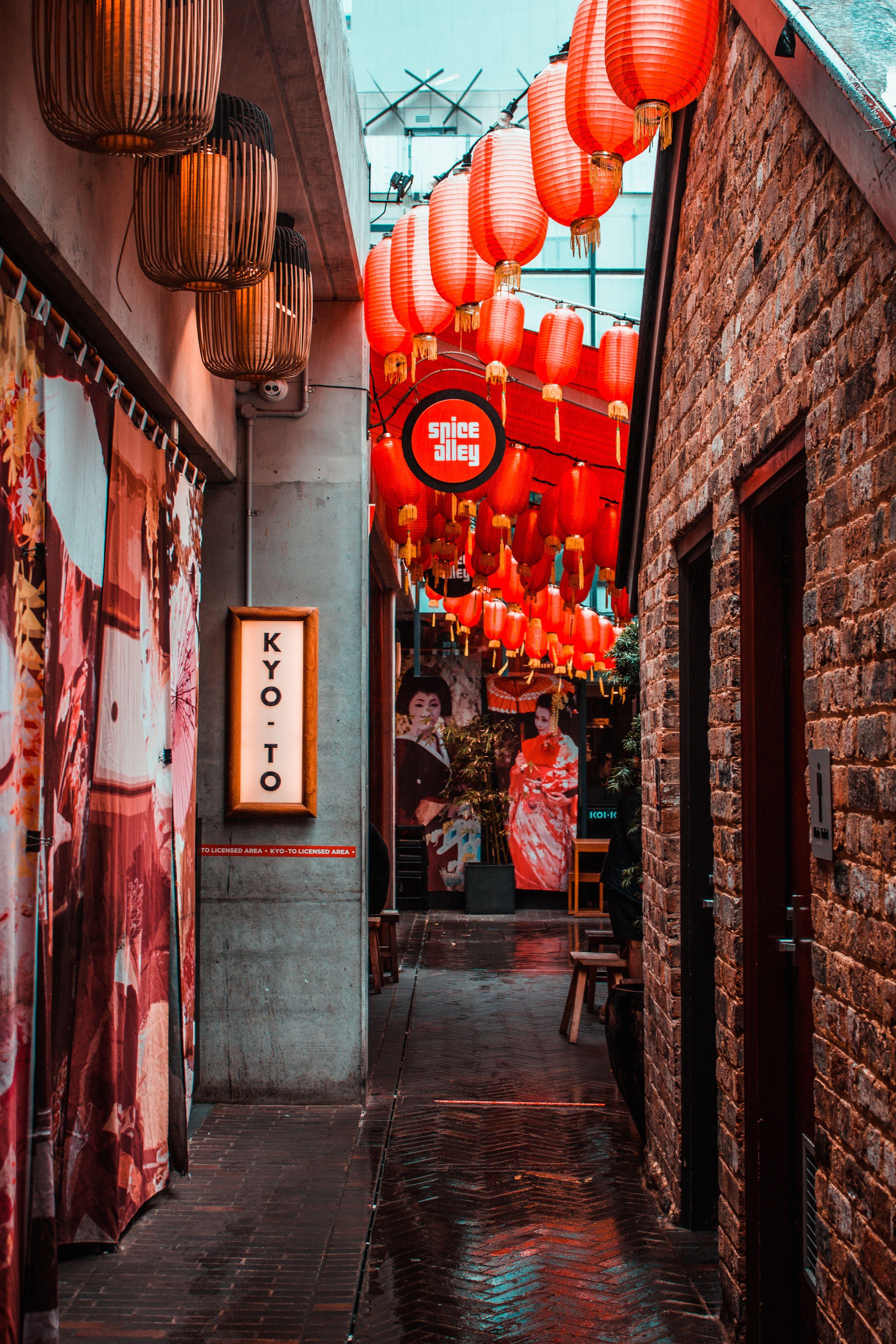 3428x5142 Photo of Alley With Japanese Lanterns · Free