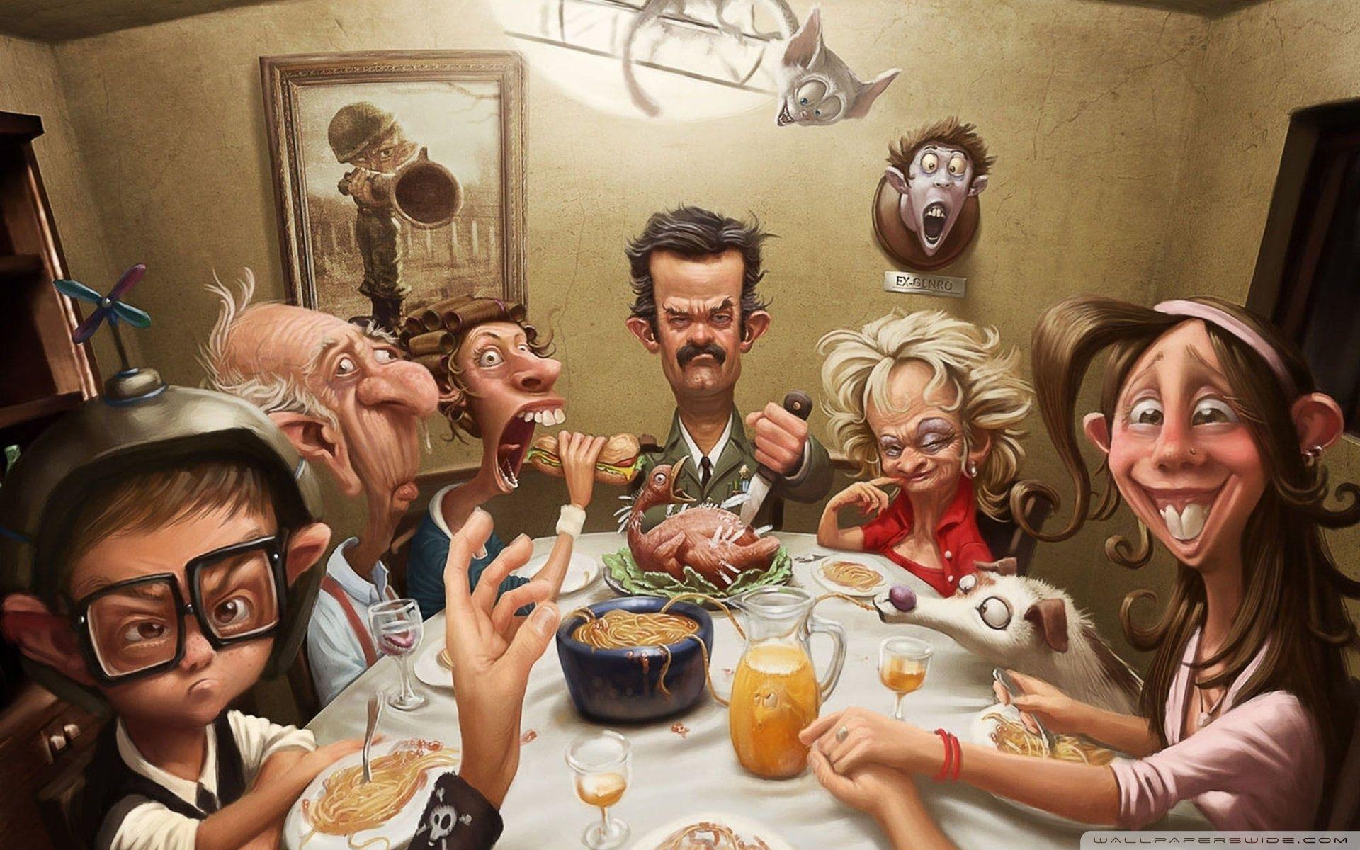 1920x1200 Thanksgiving Day Family Dinner funny Ultra HD Desktop Background