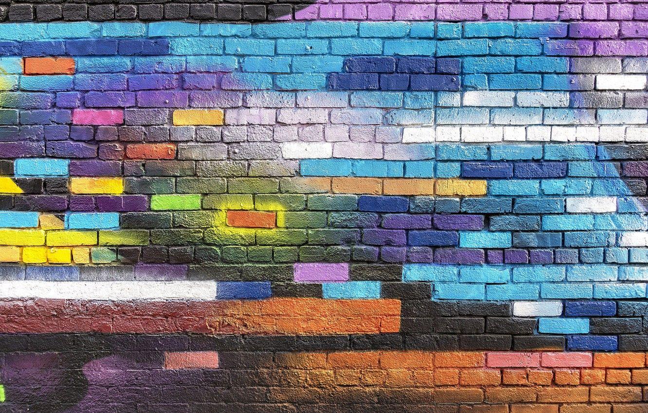 1332x850 Wallpaper colorful, wallpaper, wall, graffiti, textures, paint, brick, street art, 4k ultra HD background image for desktop, section текстуры