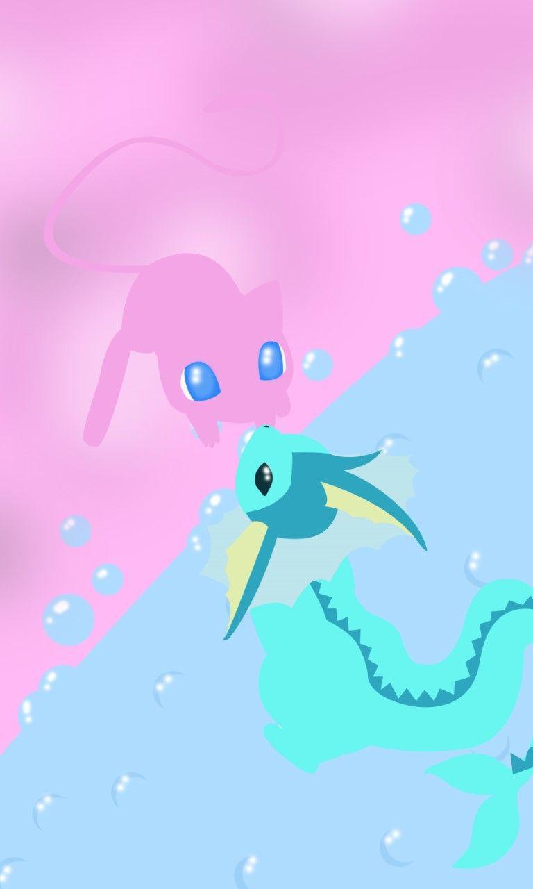 768x1280 Vaporeon and Mew wallpaper
