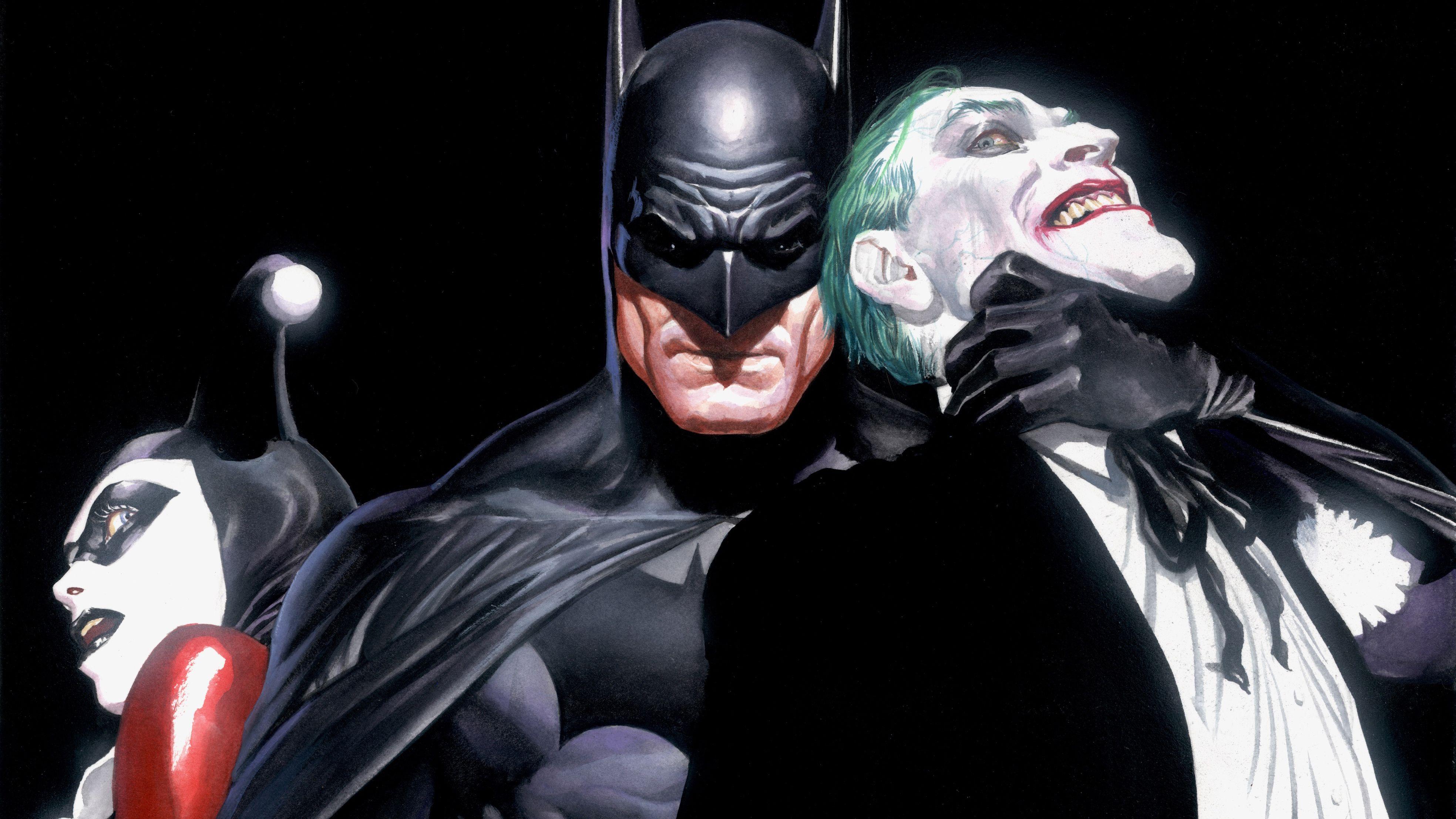 3935x2214 Batman Joker Harley Quinn Wallpaper