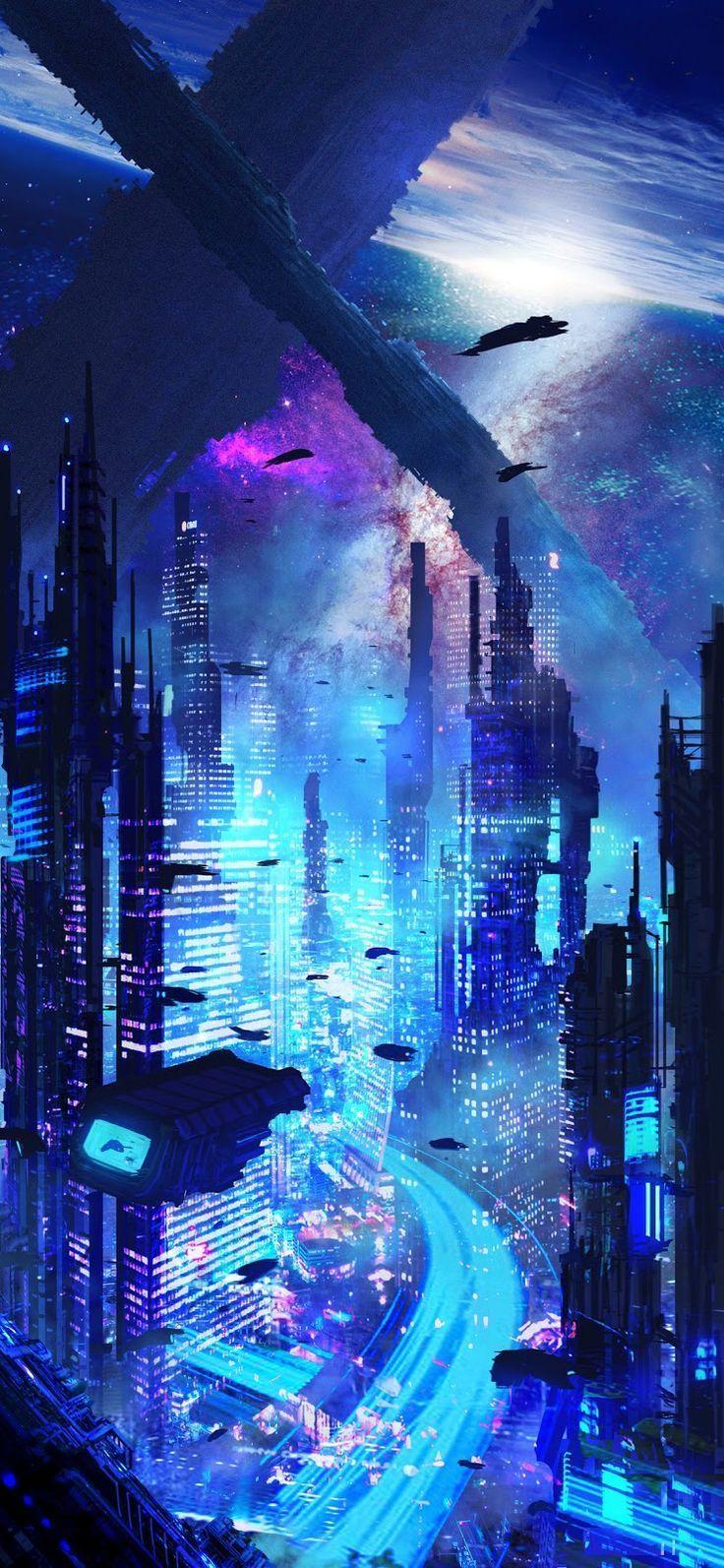 736x1593 Fictional city (iPhone X). Cyberpunk city, Futuristic art, City art