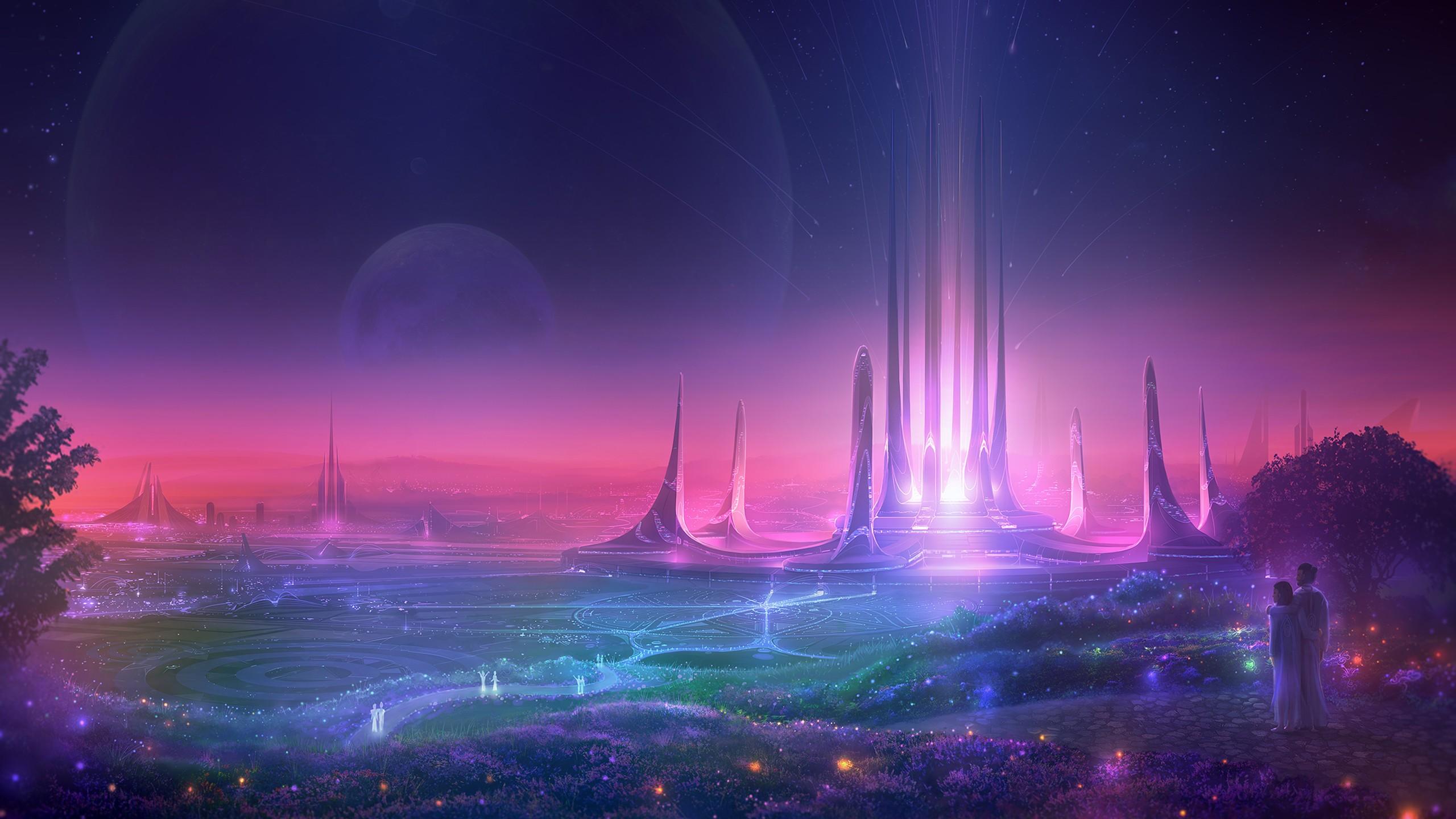 2560x1440 Futuristic Sci Fi City Wallpaper