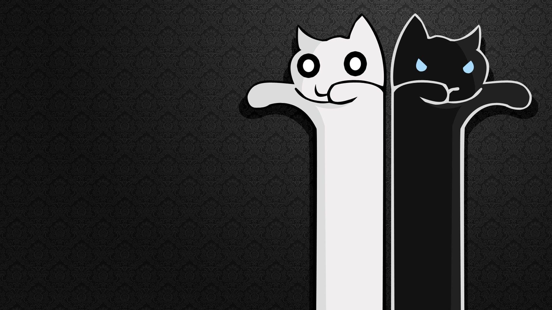 1920x1080 artwork black white cat Wallpaper HD / Desktop and Mobile Background