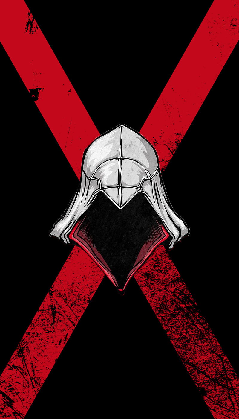 800x1400 Assassins Creed, assassin, black, hood, hoodie, red, HD phone wallpaper