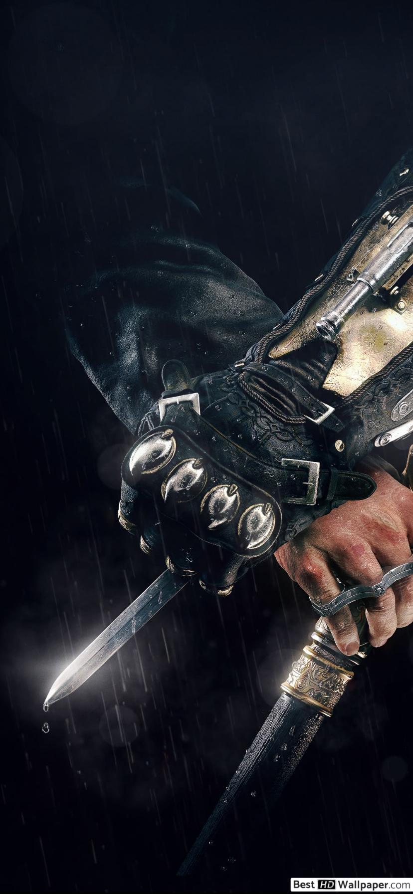 828x1792 Dark Assassins Creed Mobile Wallpaper
