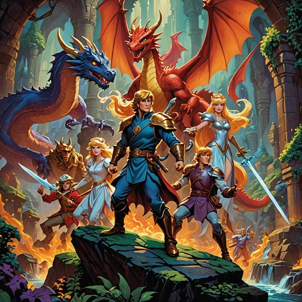 1024x1024 Dragon's Lair the iconic 1983 game with Dirk the knight rescuing Princess Daphne from the dragon