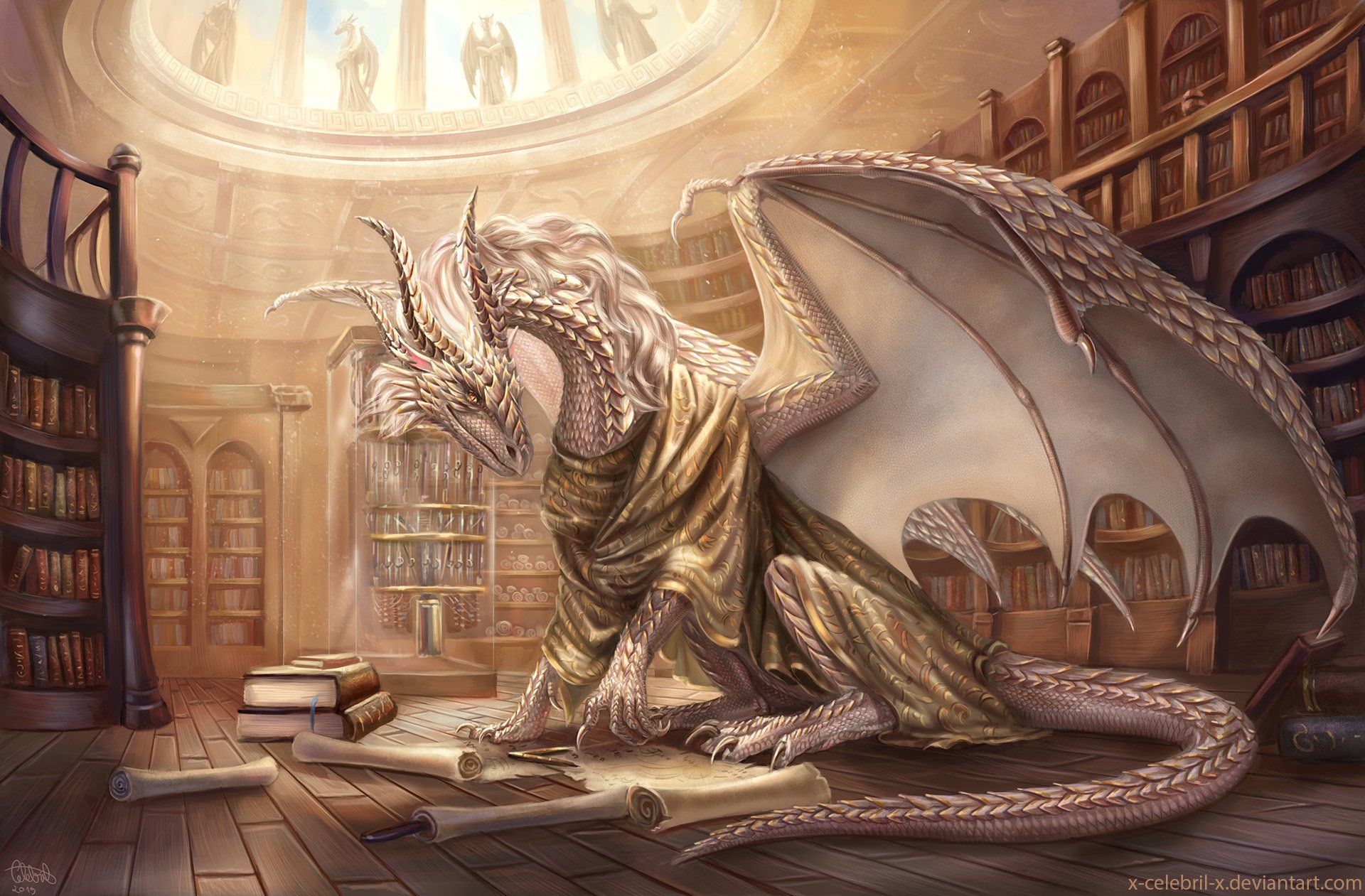 1920x1261 Dragon's Lair: Enchanted Library of Fantasy Books