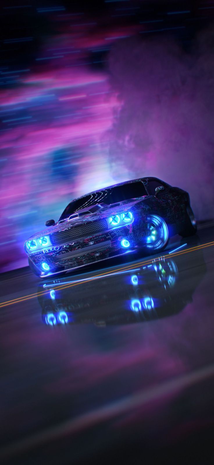 736x1594 NEON CAR WALLPAPER PHONE Cars. Neon hellcat wallpaper, Neon challenger, Sports car neon