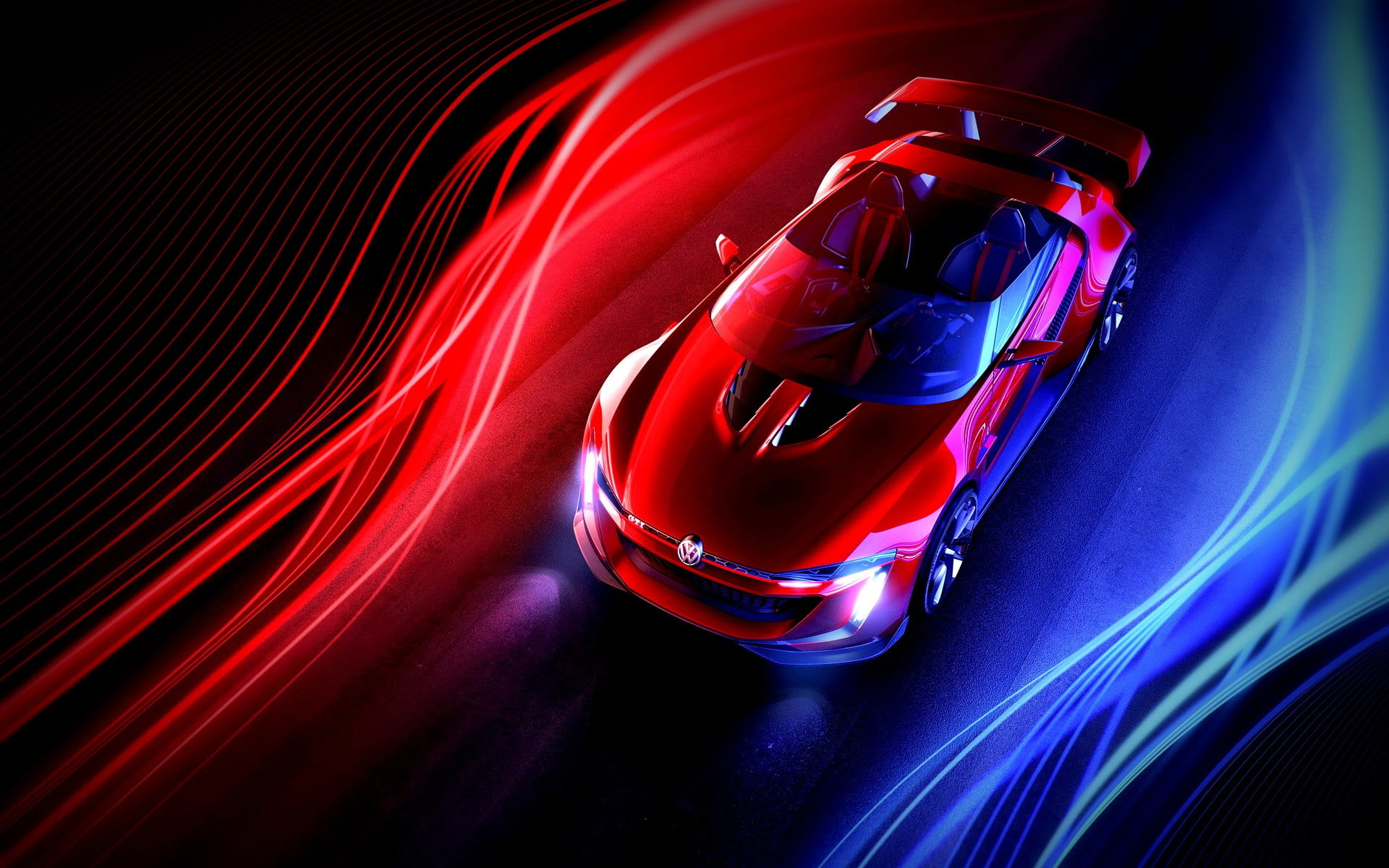 1920x1200 Red and blue LED light, car HD wallpaper