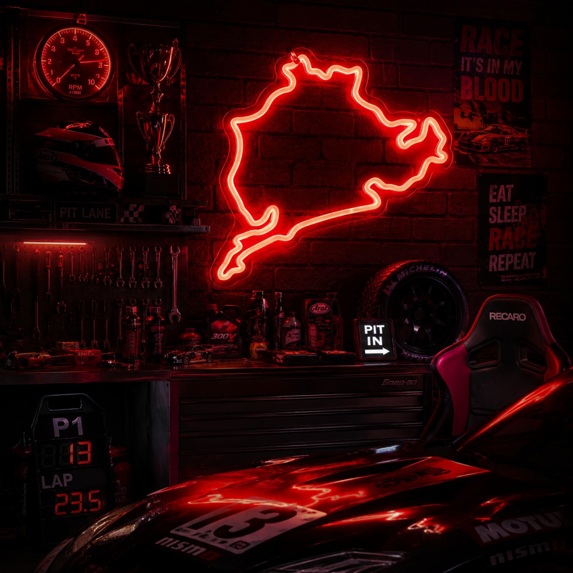 2000x2000 Nurburgring Neon Sign Dimmable LED Light for Racing Tracks, Neon Wall Decor, Ideal for Bedrooms, Garages, Game Rooms, Men's Spaces, and Racing Fan Gifts (14 x 12 inches)