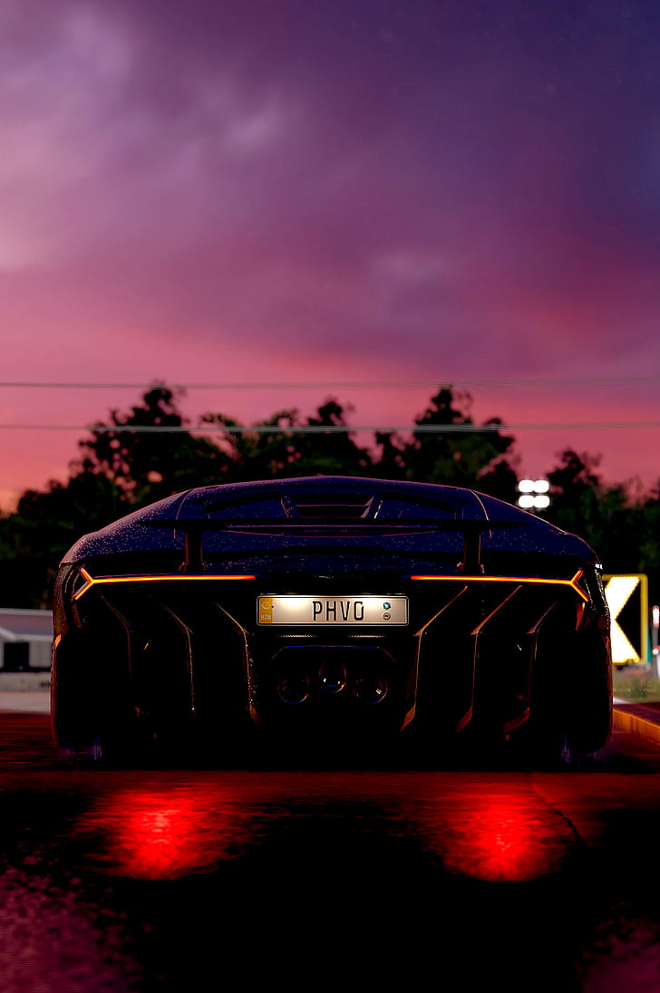 728x1096 HD wallpaper: lamborghini centenario, rear view, headlights, sports car