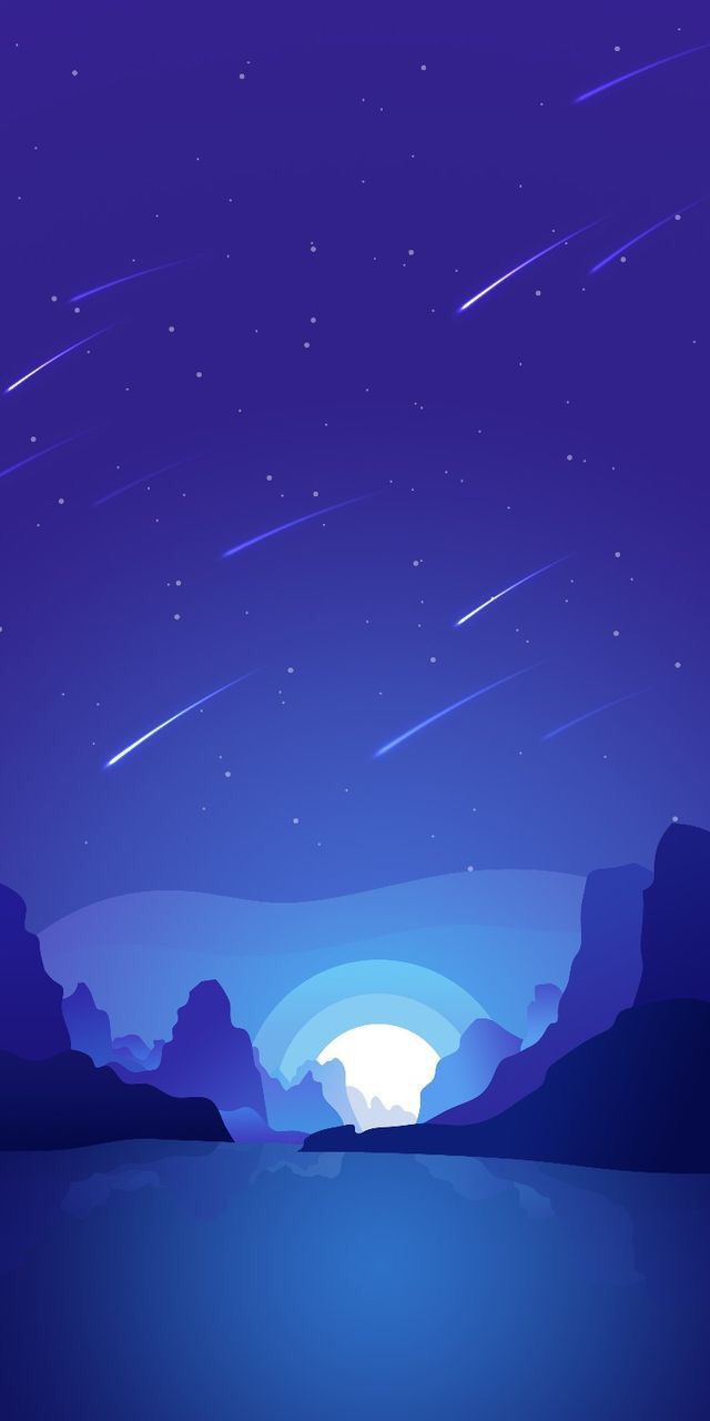 640x1280 Starry Night Sky Wallpaper. Vector iphone wallpaper, Blue digital art wallpaper, Flat iphone wallpaper