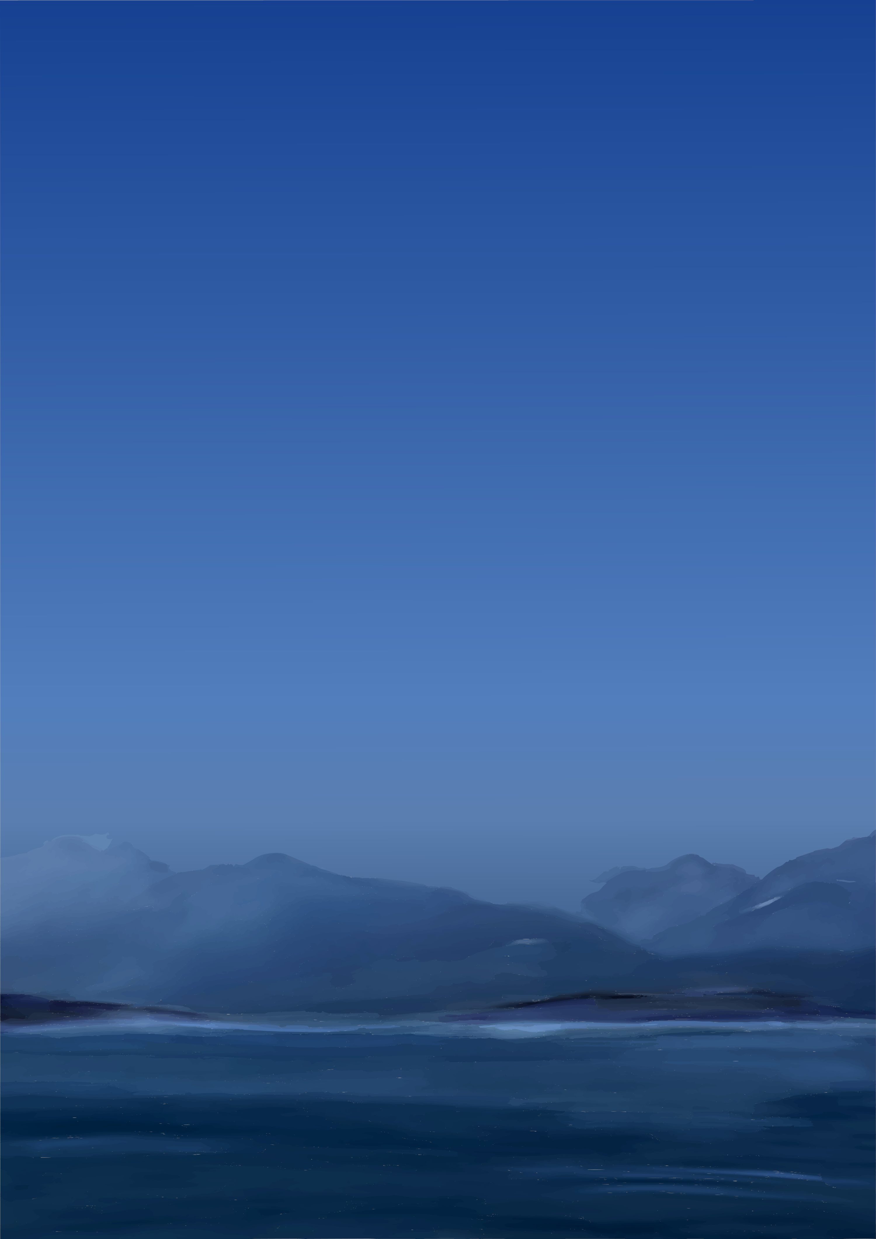 3000x4244 A blue sky over a lake and distant mountains. vector