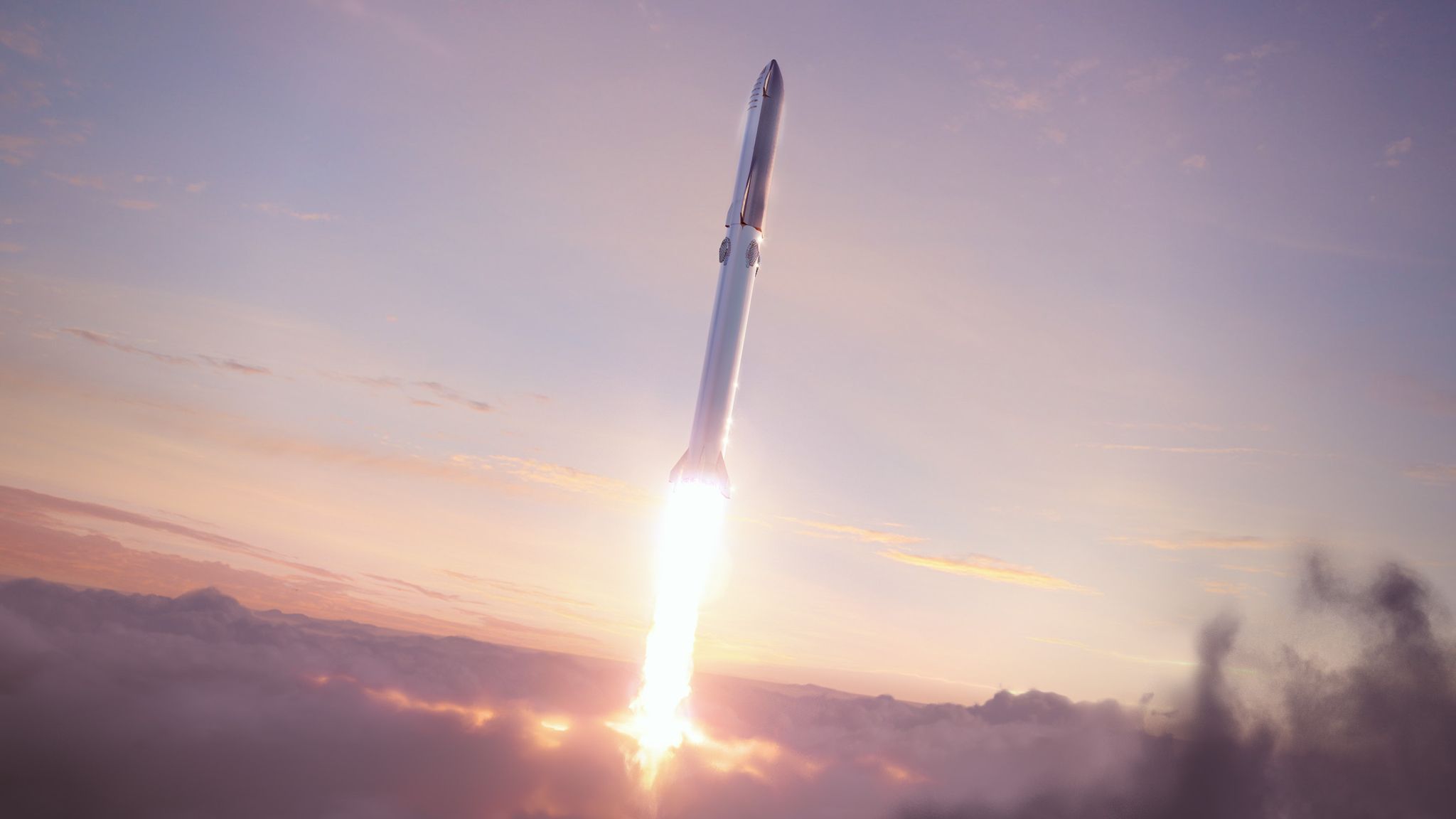 2048x1152 Wallpaper of SpaceX new Starship Super Heavy launch