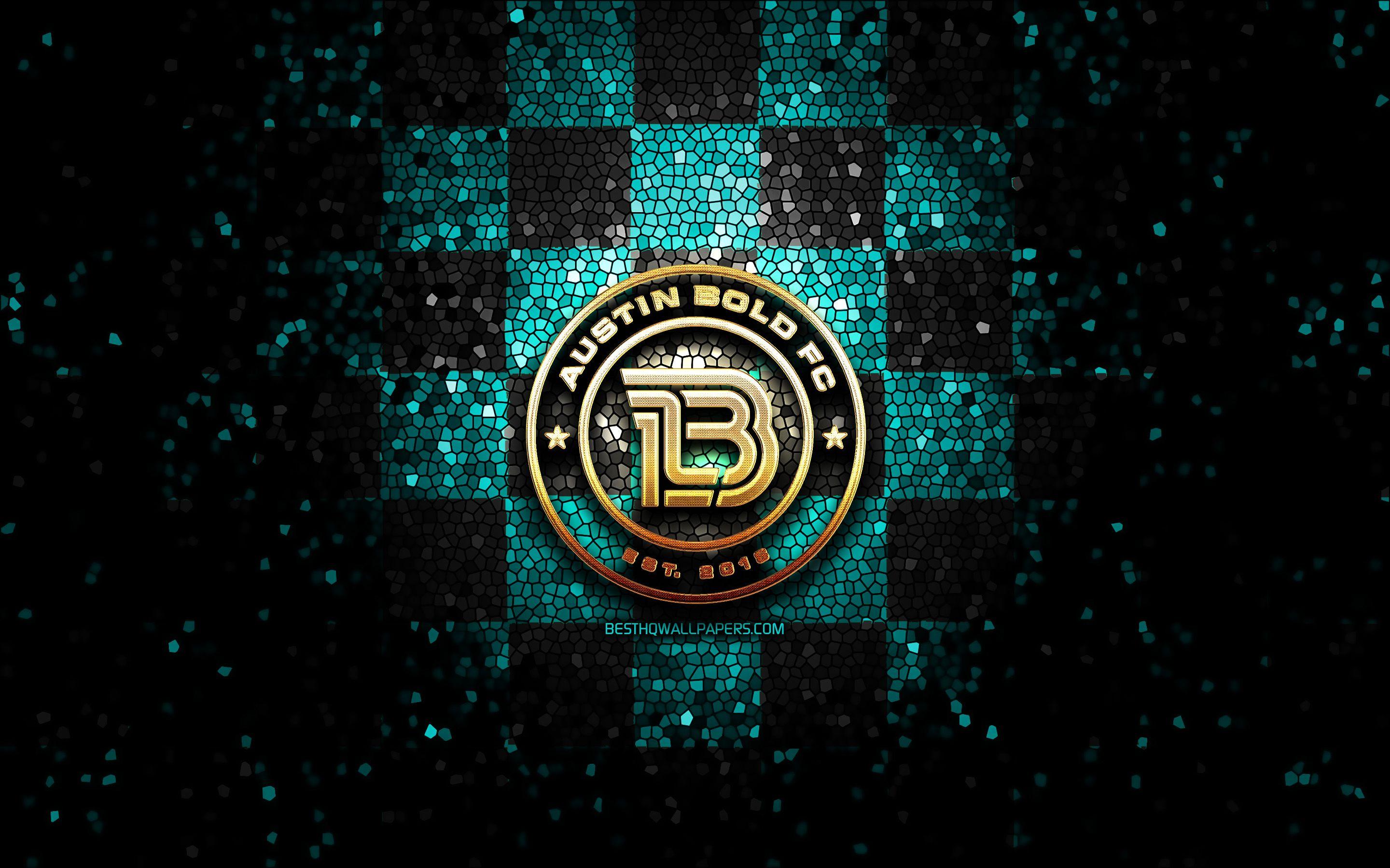 2880x1800 Download wallpaper Austin Bold FC, glitter logo, USL, blue black