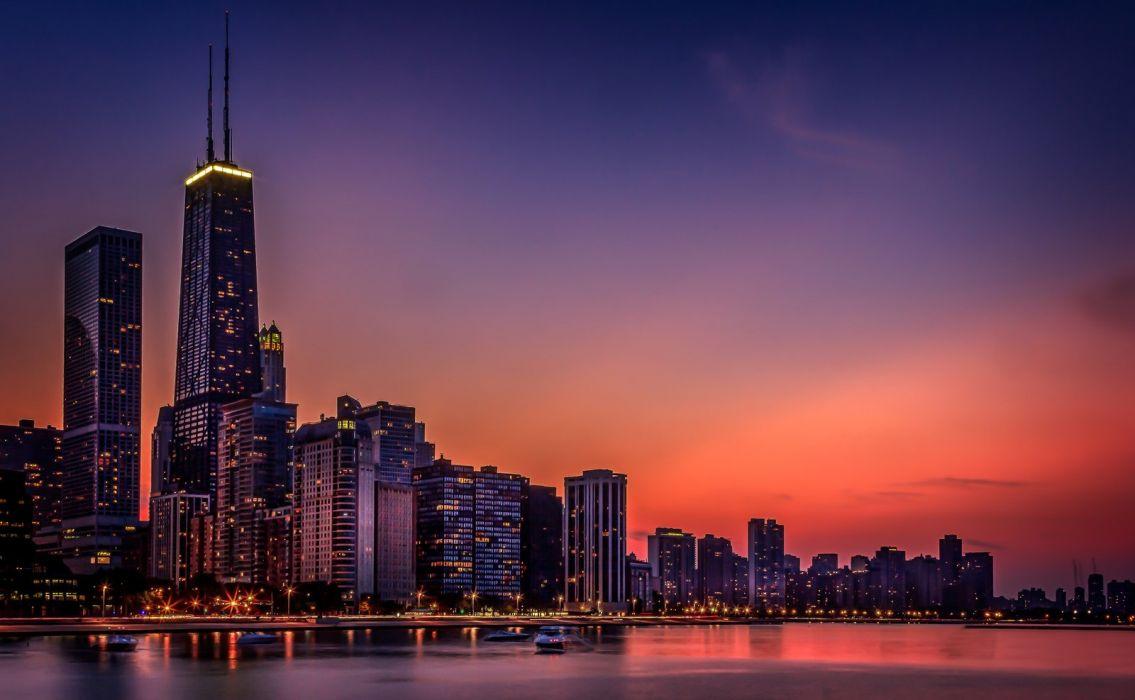 1135x700 Architecture bridges chicago cities City Francisco Night skyline
