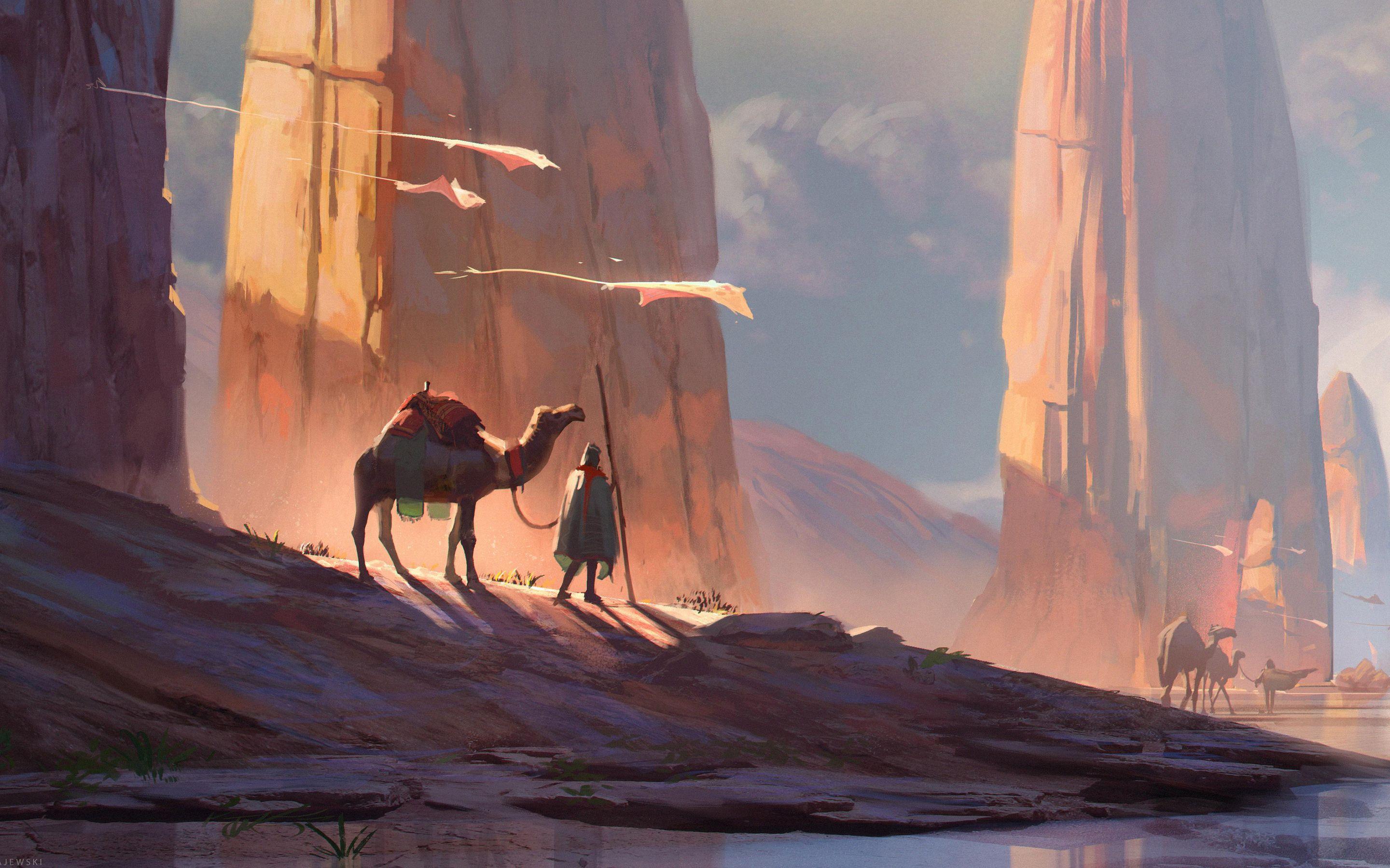 2880x1800 Digital Art Camel Desert 4k Macbook Pro Retina HD 4k