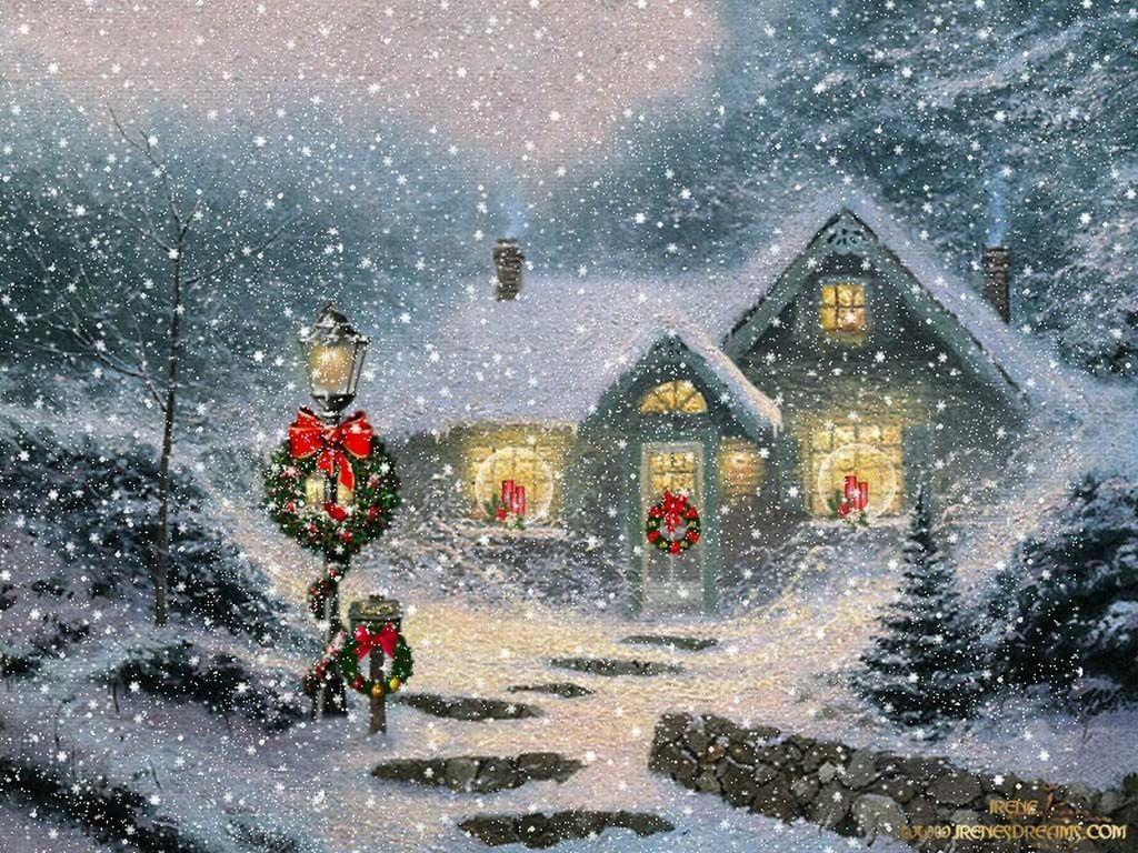 HD wallpaper Classic Christmas Painting by Thomas Kinkade Thomas Kinkade  Village Christmas wallpaper  Wallpaper Flare