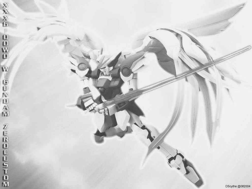 1024x768 wing zero custom fly white wing Wallpaper